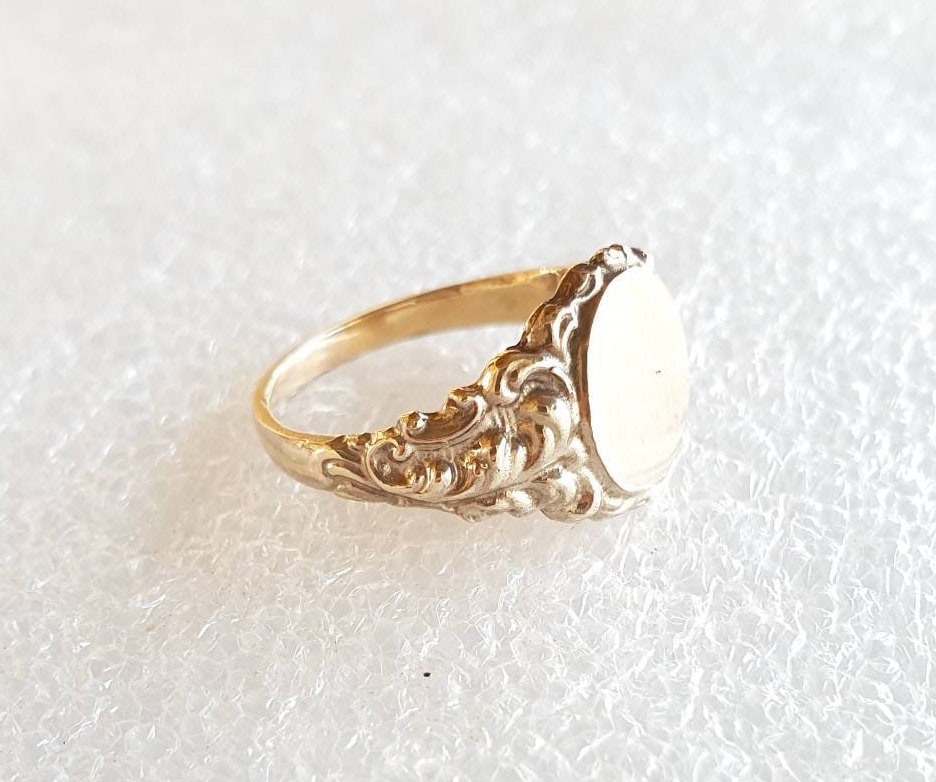 Anello con sigillo, Anello con sigillo in stile antico, Anello con sigillo in oro 10 carati, Anello con sigillo in oro massiccio, Anello con sigillo i