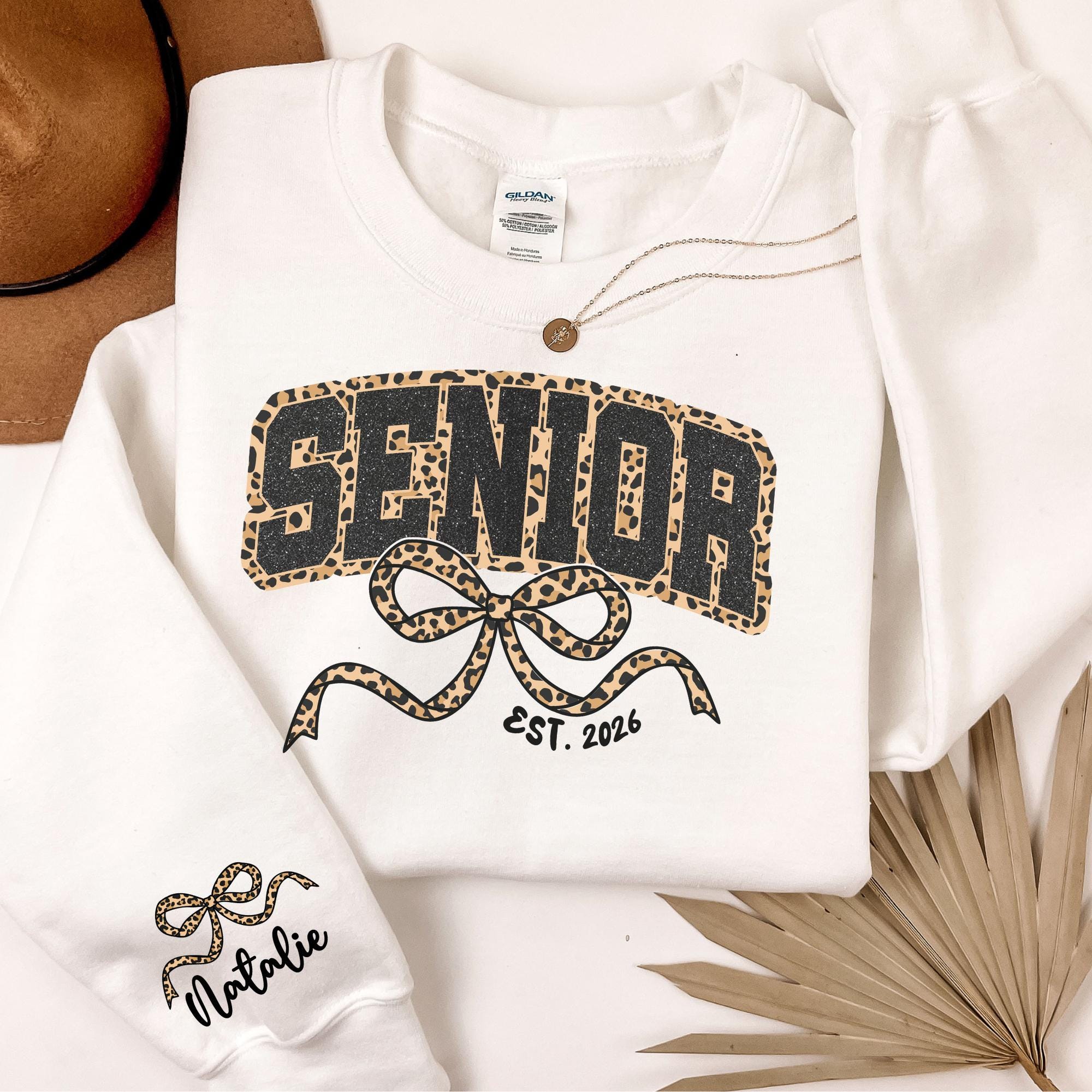 Felpa personalizzata per la classe Senior 2026, felpa con cappuccio personalizzata per la classe Senior 2026, felpa con cappuccio leopardata e ghepard