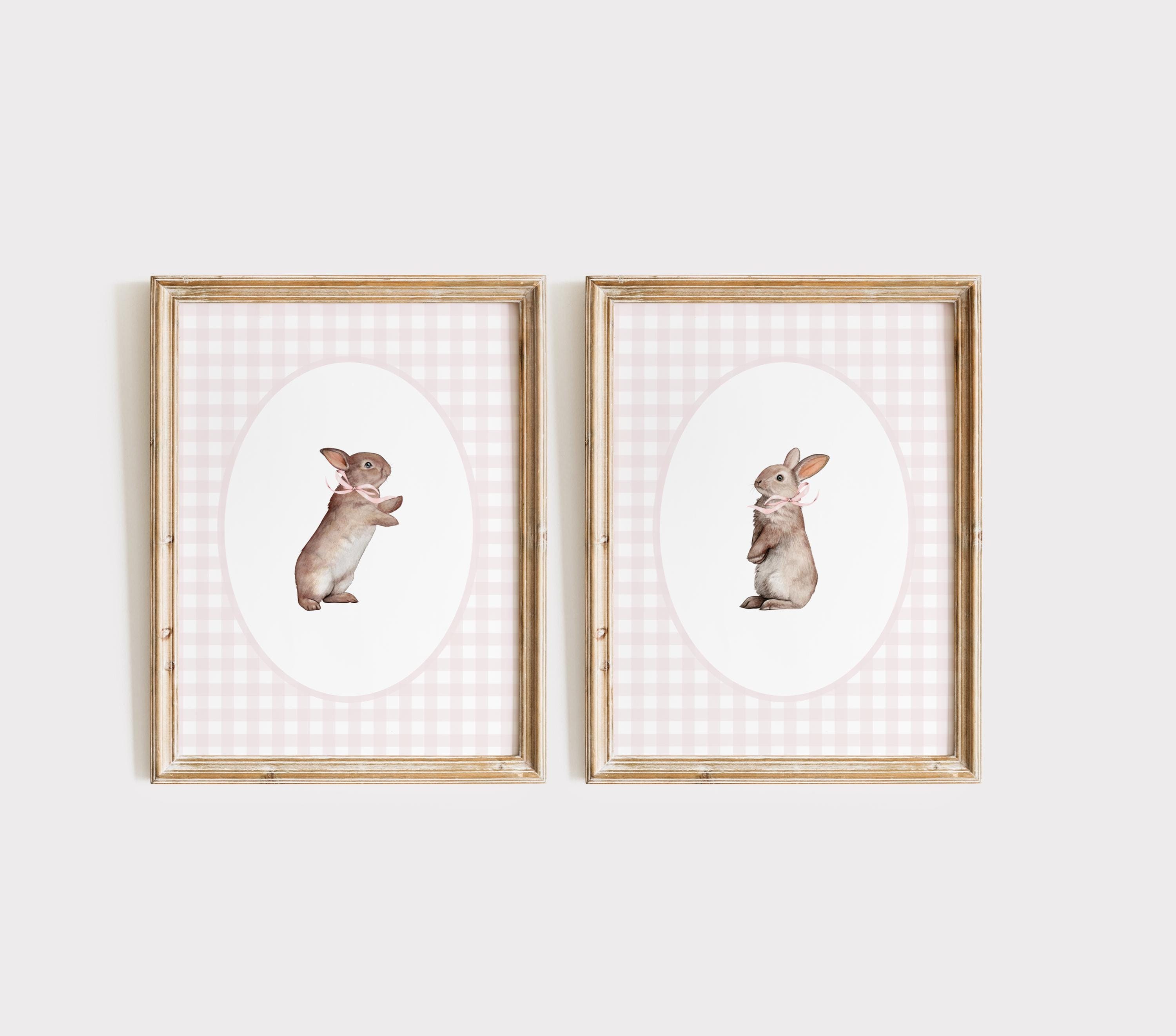Set di stampe a forma di coniglietto per la cameretta dei bambini, stampa a forma di coniglio acquerello per la cameretta dei bambini, stampe murali p