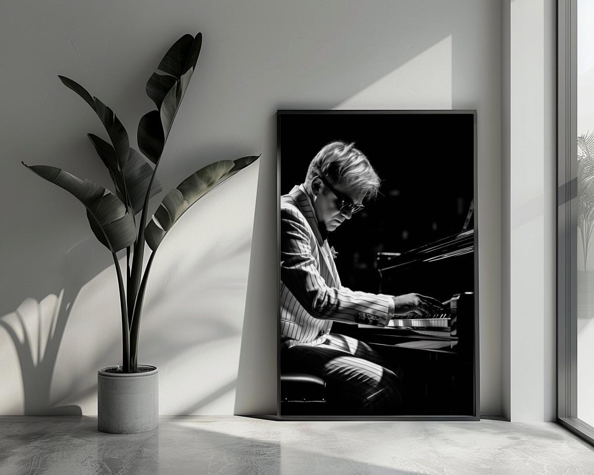 Poster di Elton John, poster musicale, poster per pianoforte, poster di Rocketman, poster di icone, arte murale per l'arredamento della casa | 1690 |
