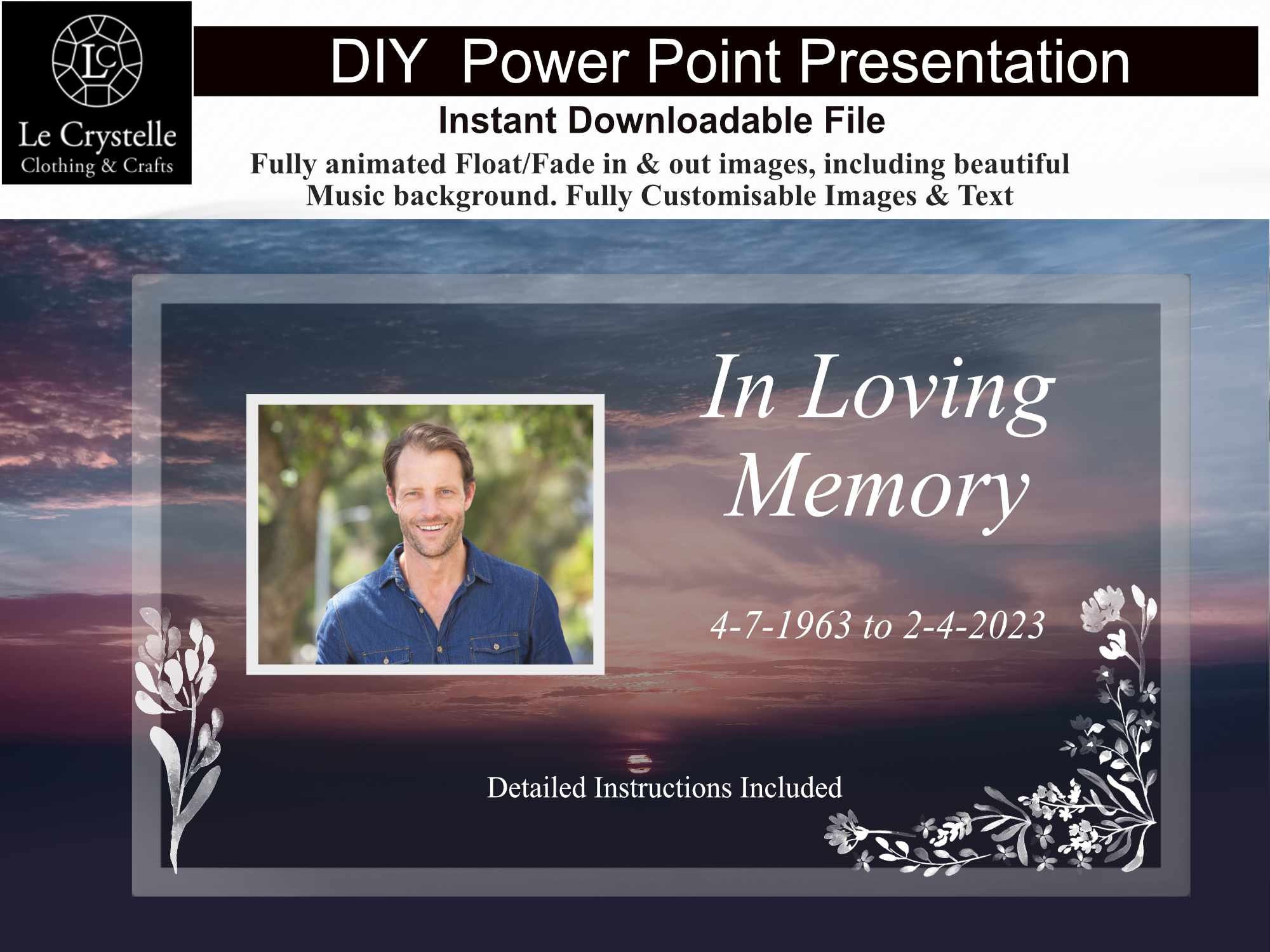 Modello di presentazione della presentazione funebre/video/Power Point/Celebration of Life/Funeral Program/Slide Show/Animated./Tramonto maschile