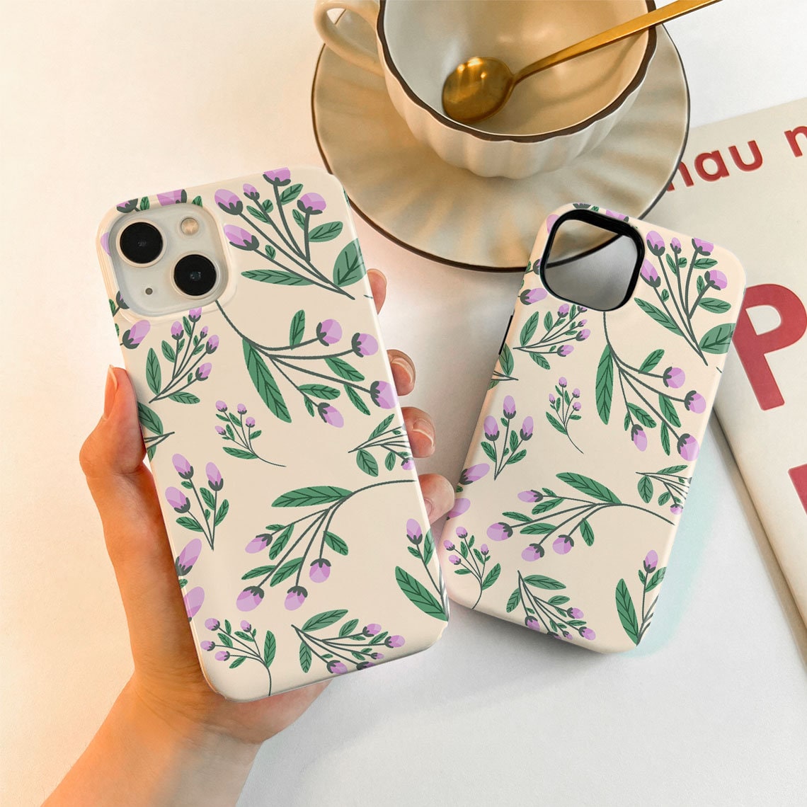 Custodia per iPhone 15/14 con motivo floreale viola, per il nuovo iPhone 13/12 Pro Max, custodia per iPhone 13/12 Mini/11 Pro, custodia per iPhone SE