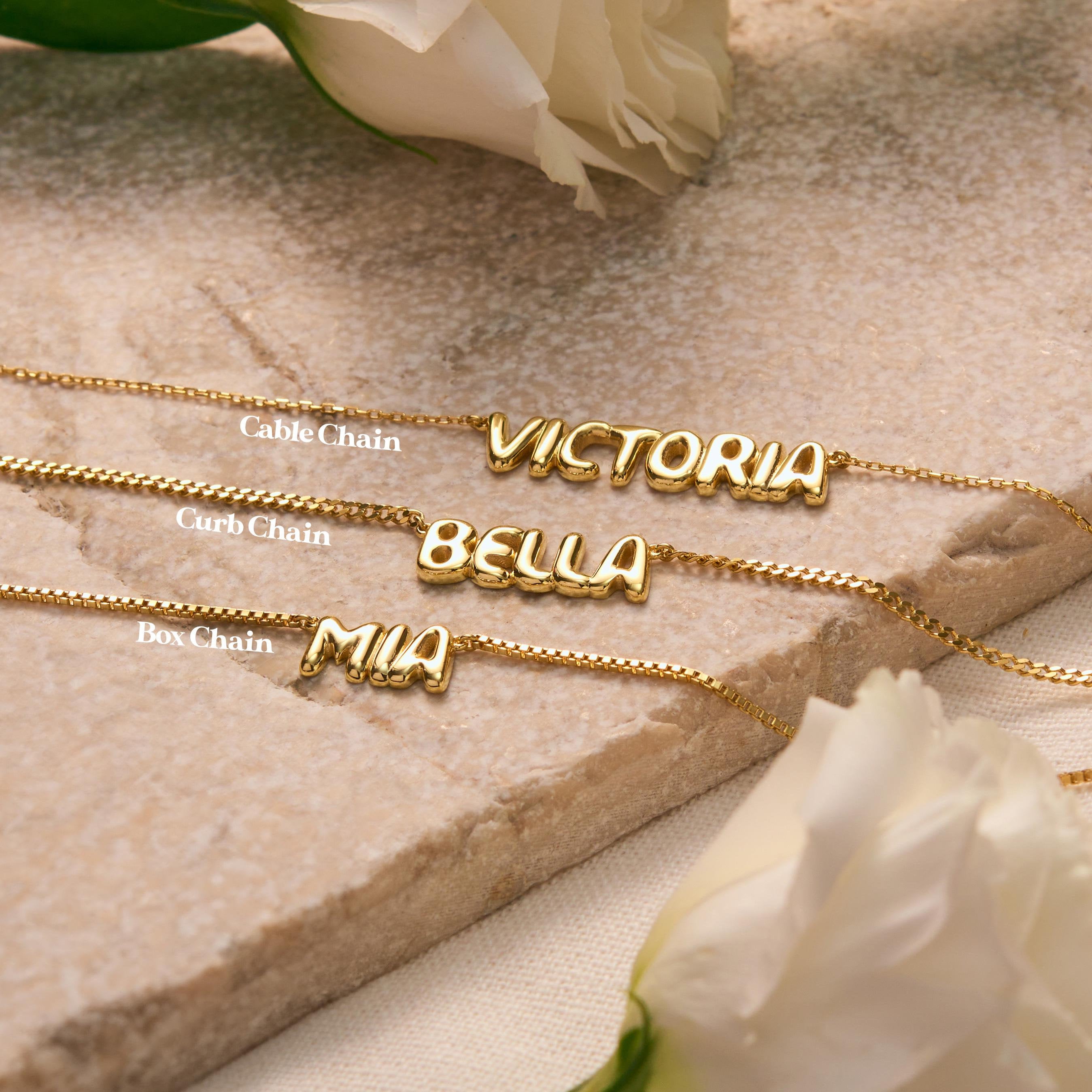 Collana con nome a forma di bolla, collana con nome personalizzato, regalo di Natale personalizzato, collana con nome, collana con nome a forma di pal