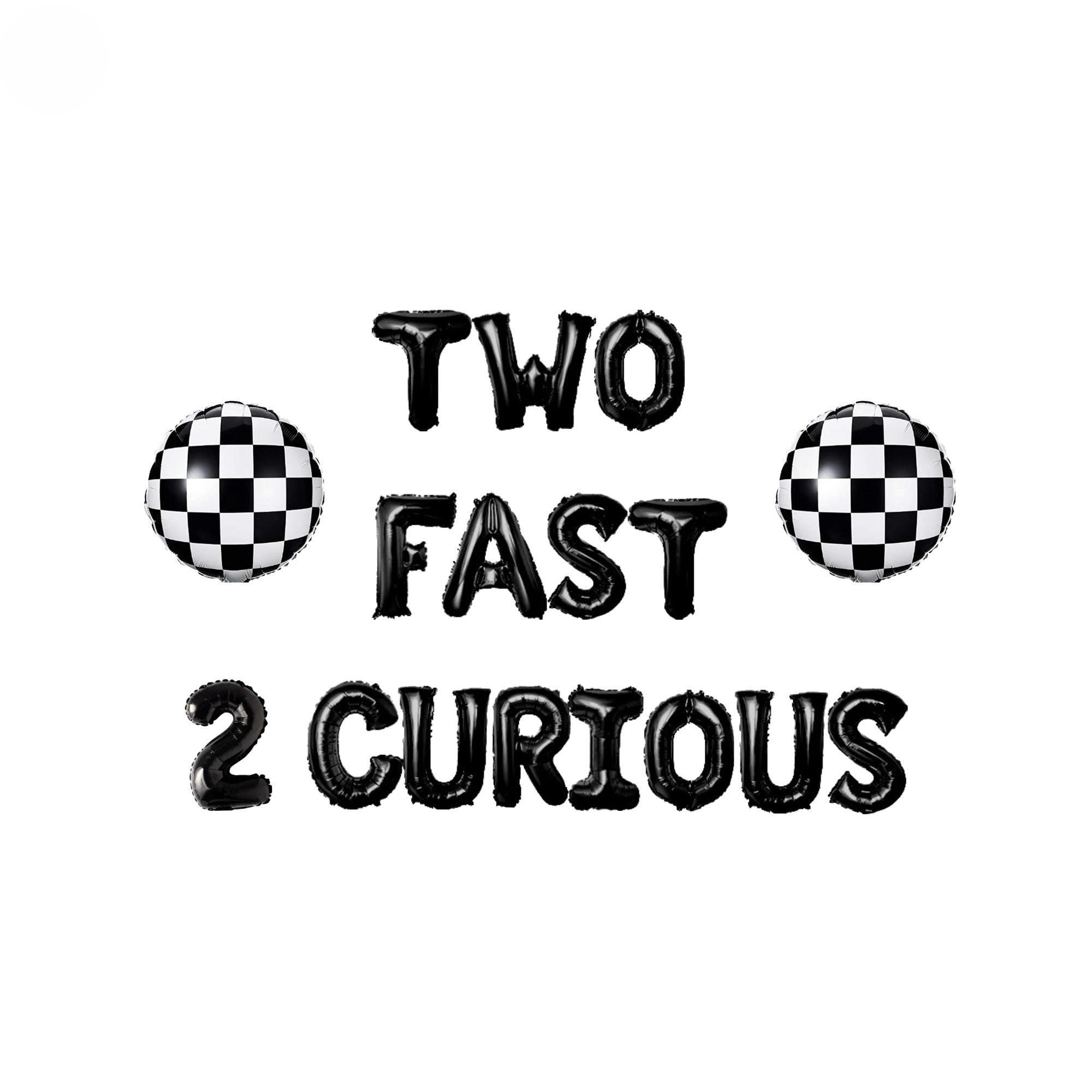 Banner con palloncino per il 2o compleanno di Two Fast 2 Curious / Tema auto da corsa per la festa del 2o compleanno Two Fast Retro Vintage Car F1 The