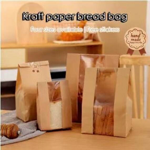50/100 pezzi Sacchetti per toast in carta kraft Sacchetti per pane autosigillanti Sacchetti per alimenti da forno Sacchetti per biscotti Sacchetti per