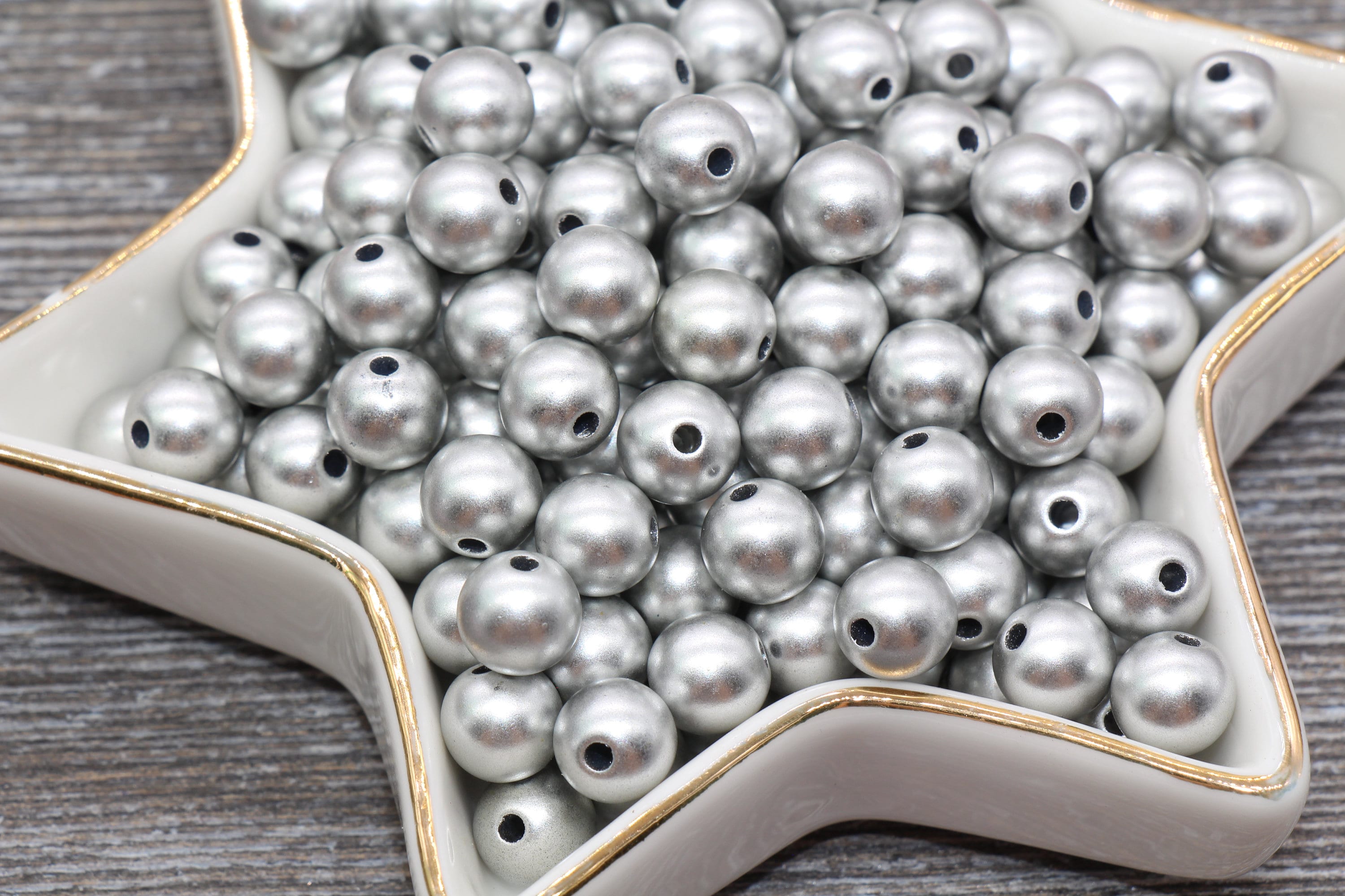 Perline Gumball argento opaco da 8 mm, perline rotonde sfuse argento satinato, perline acriliche, perline Bubblegum, perline grosse, perline rotonde i