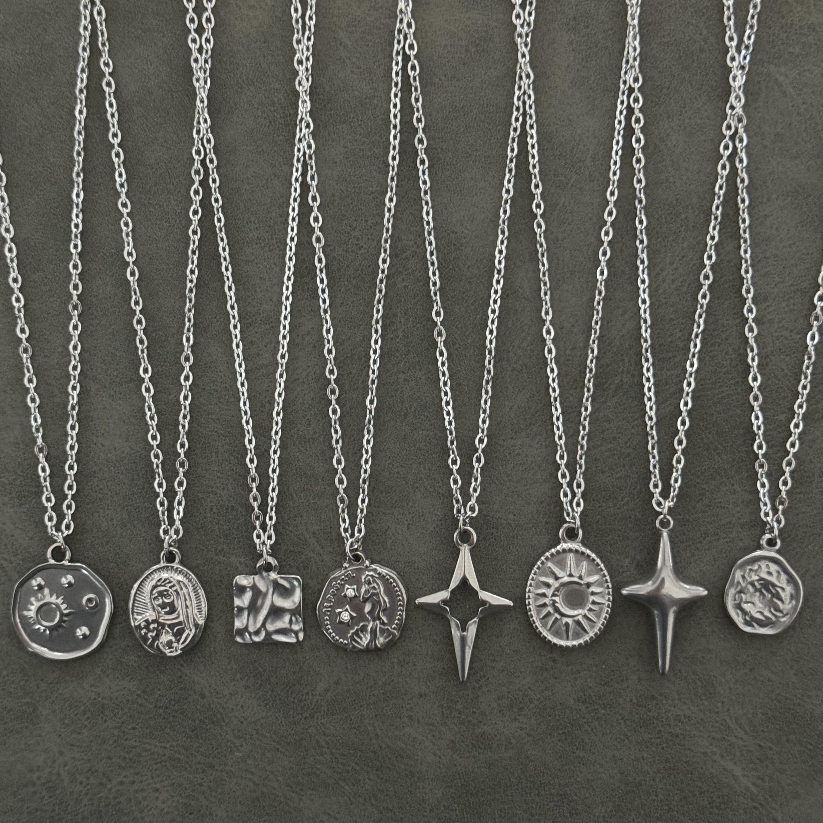 Catena in argento da uomo, collana con ciondolo in acciaio inossidabile per uomo, collana in argento impermeabile, collana con ciondolo anti-ossidazio