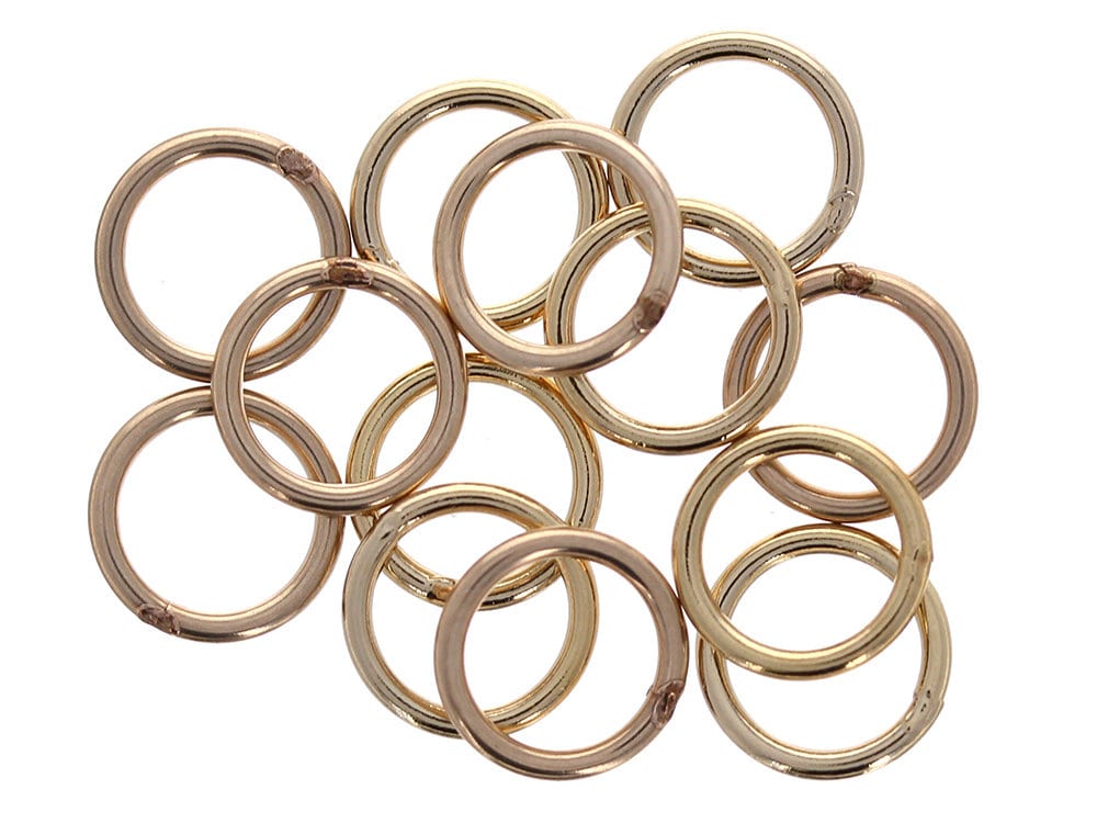 50 pezzi, 7 mm calibro 19. Anelli di congiunzione chiusi riempiti d'oro, anelli riempiti d'oro massiccio 14 kt, anelli chiusi per estremità di gioiell