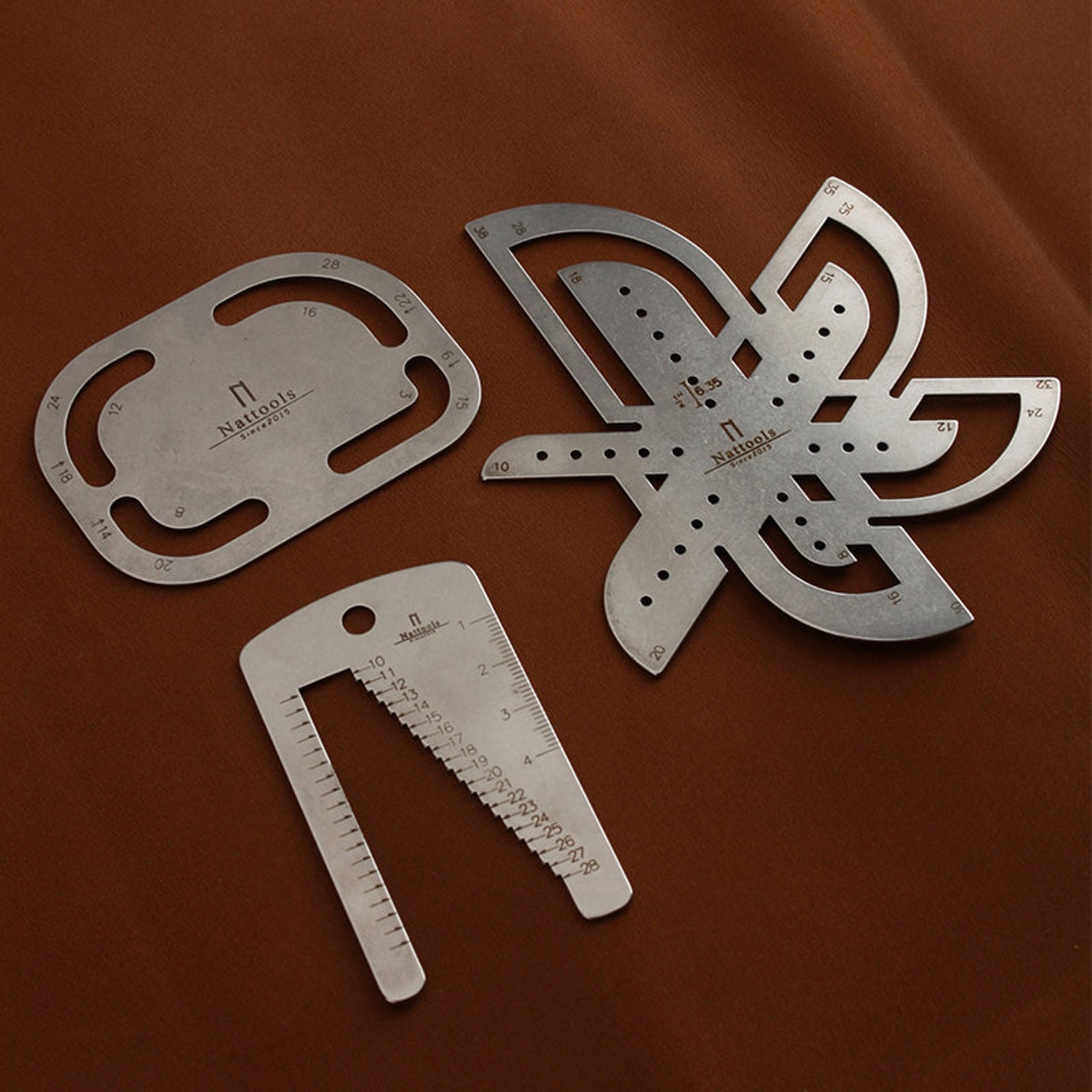 Nattools Corner/ Cinturino per orologio/ Cinturino per cintura Righello Stencil Modello per lavorazione della pelle Linea Bozza Marcatura Incorniciatu