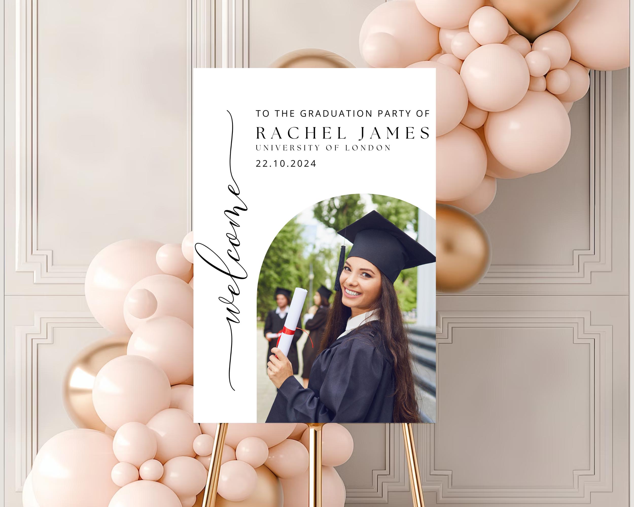 Modello di cartello di benvenuto per la laurea, cartello di benvenuto per la festa di laurea, cartello di benvenuto per la festa di laurea modificabil