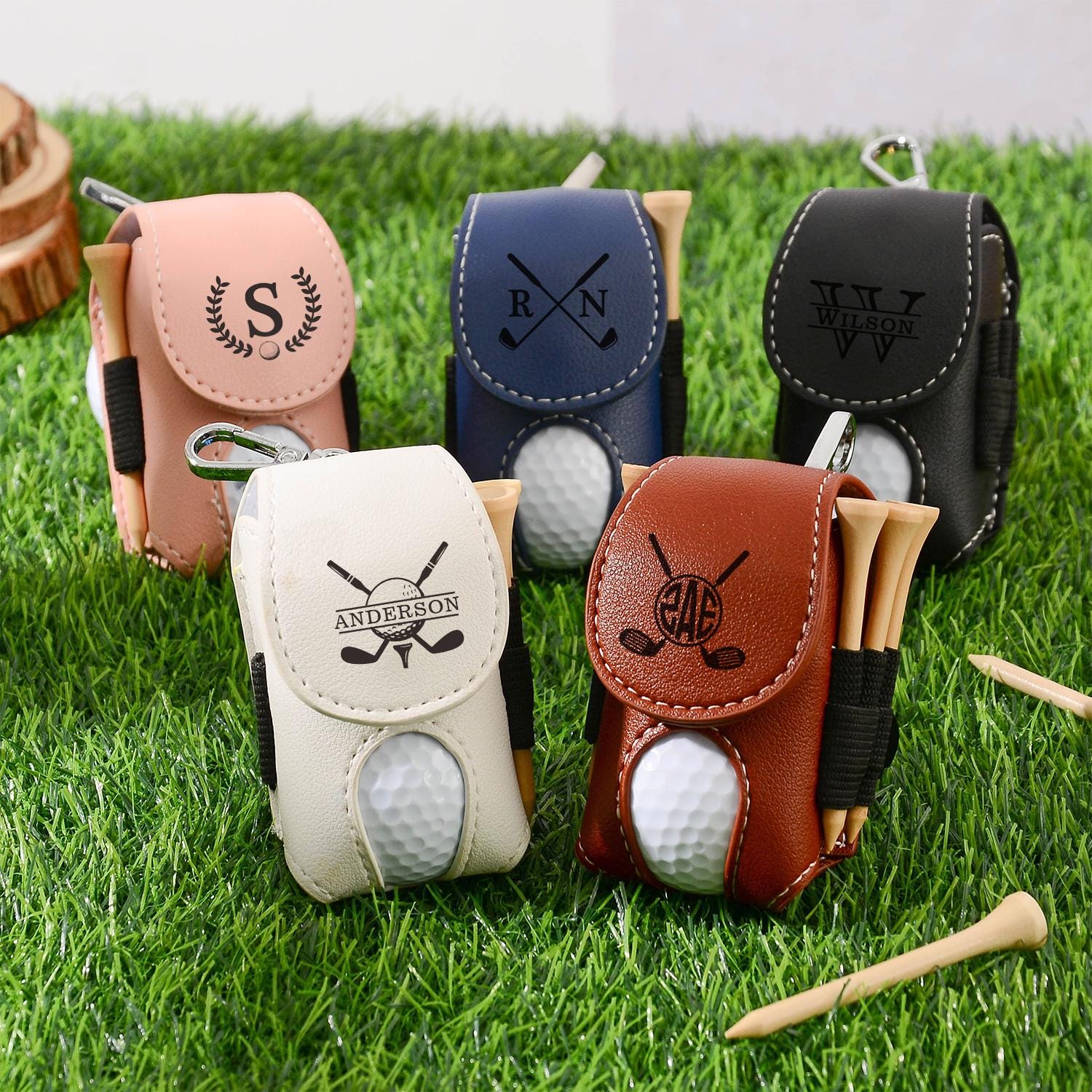 Organizzatore di palline da golf personalizzato, borsa per palline da golf incisa, porta tee da golf, borsa da golf in pelle con tee, borsa da viaggio