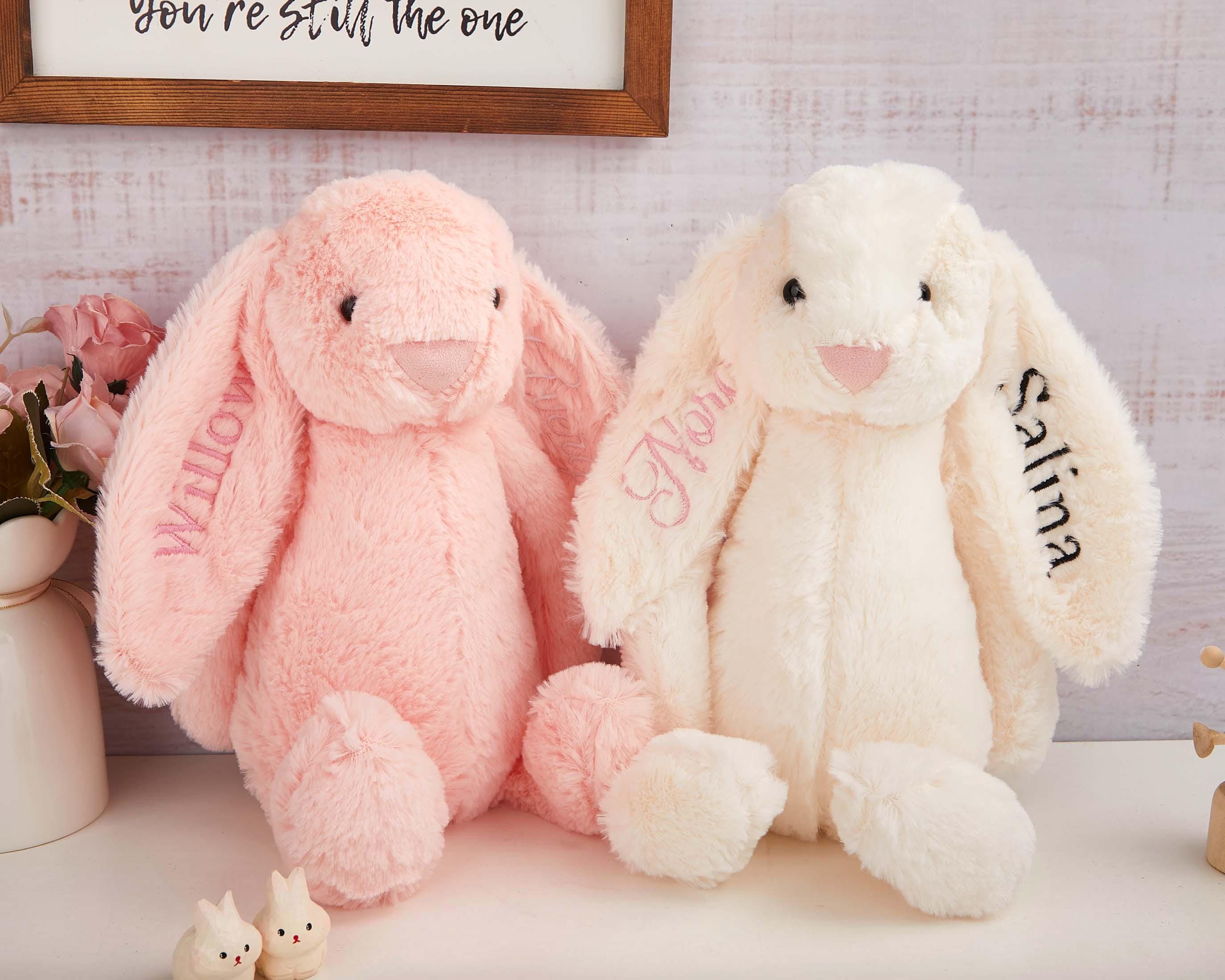 Coniglietto ricamato personalizzato, coniglietto giocattolo personalizzato, coniglietto con monogramma personalizzato, coniglietto di peluche morbido,
