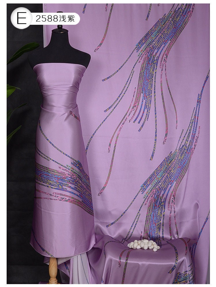 design di linea unica tessuto di raso di seta pura viola azzurro cielo blu scuro seta per abito di seta kimono di seta caftano di seta abito da sera a