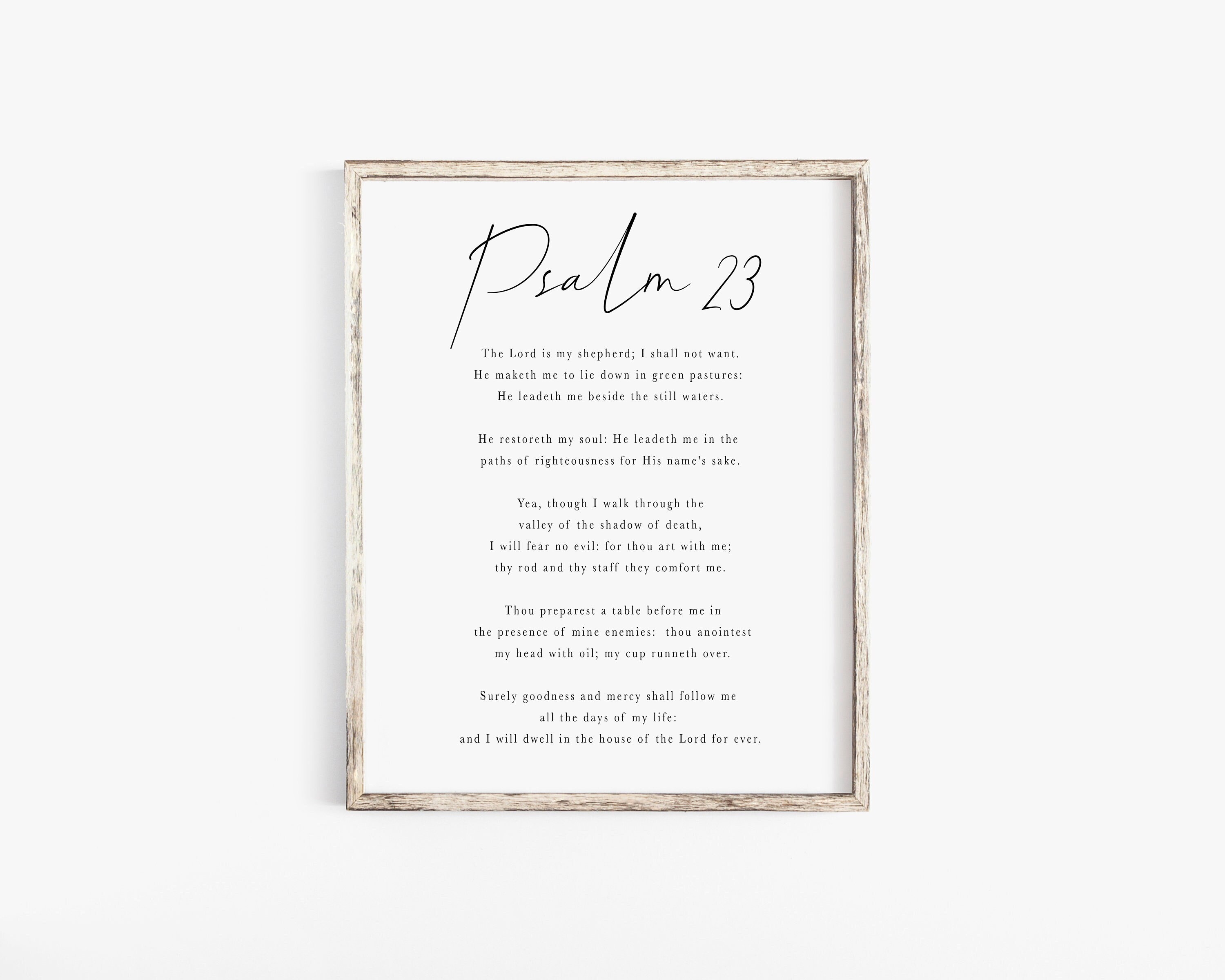 Salmo 23 Il Signore è il mio pastore Versetto della Bibbia Stampa artistica da parete Stampa del Salmo cristiano Scrittura moderna minimalista Stampab