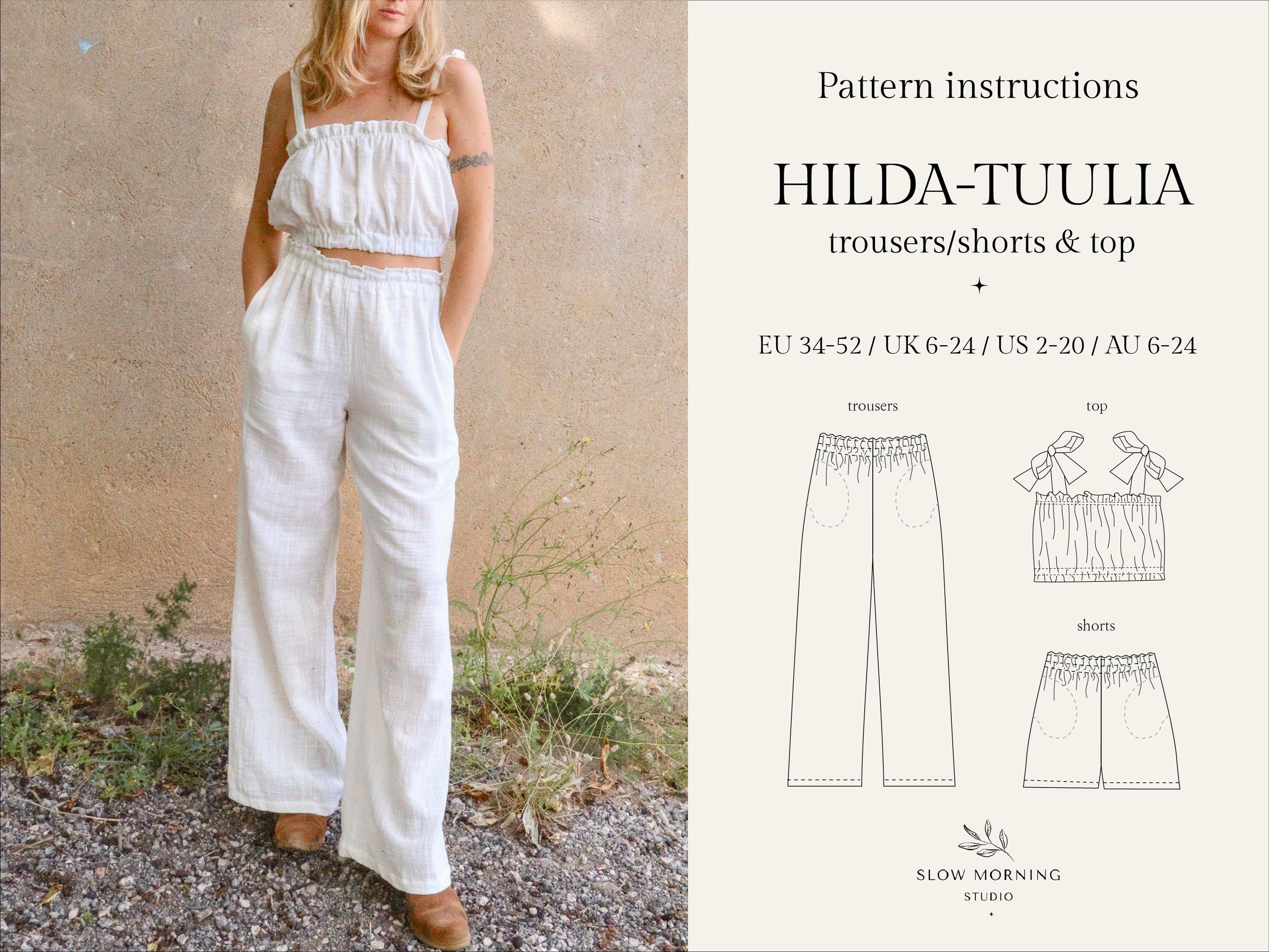 Modello di cucito digitale, Modello di cucito PDF digitale per donna, Modello di cucito pantaloni per donna, Modello di cucito pantaloncini, Modello d