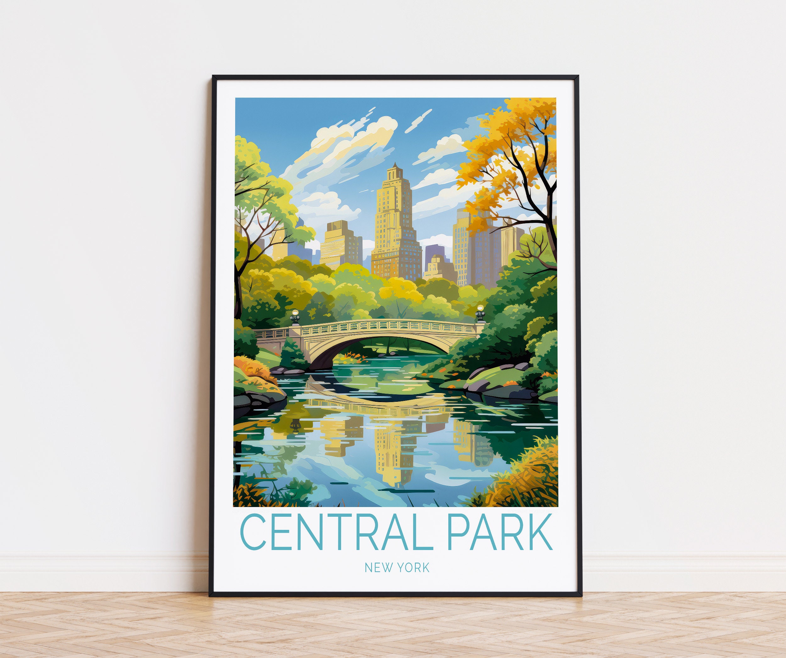 Poster di viaggio di Central Park, decorazione murale di New York, poster di viaggio, decorazione murale di Central Park, stampa di Central Park, rega