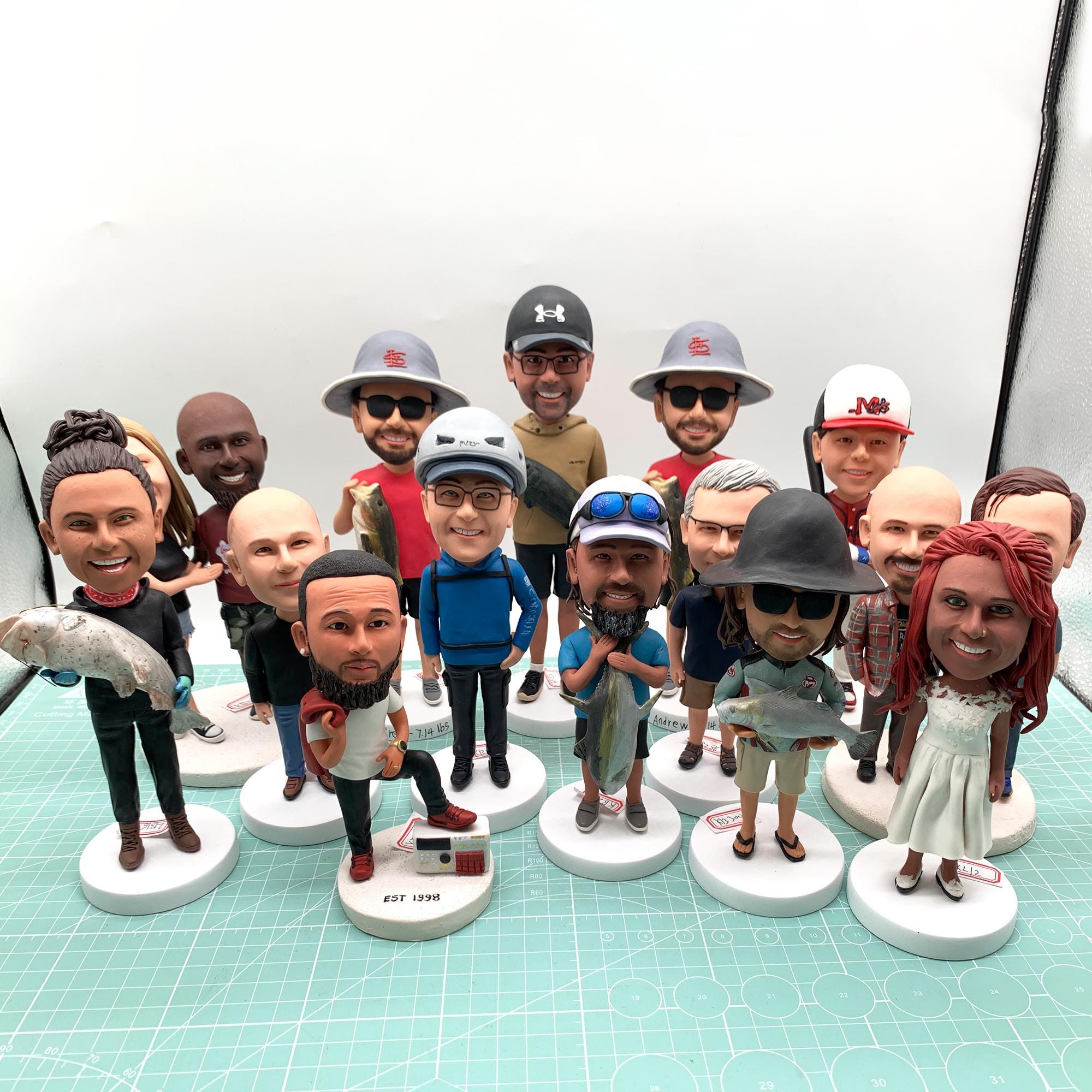 Bobblehead personalizzati, statuette 3D personalizzate, bobblehead di gruppo personalizzati, bobblehead di pescatori, regali di anniversario, regali d