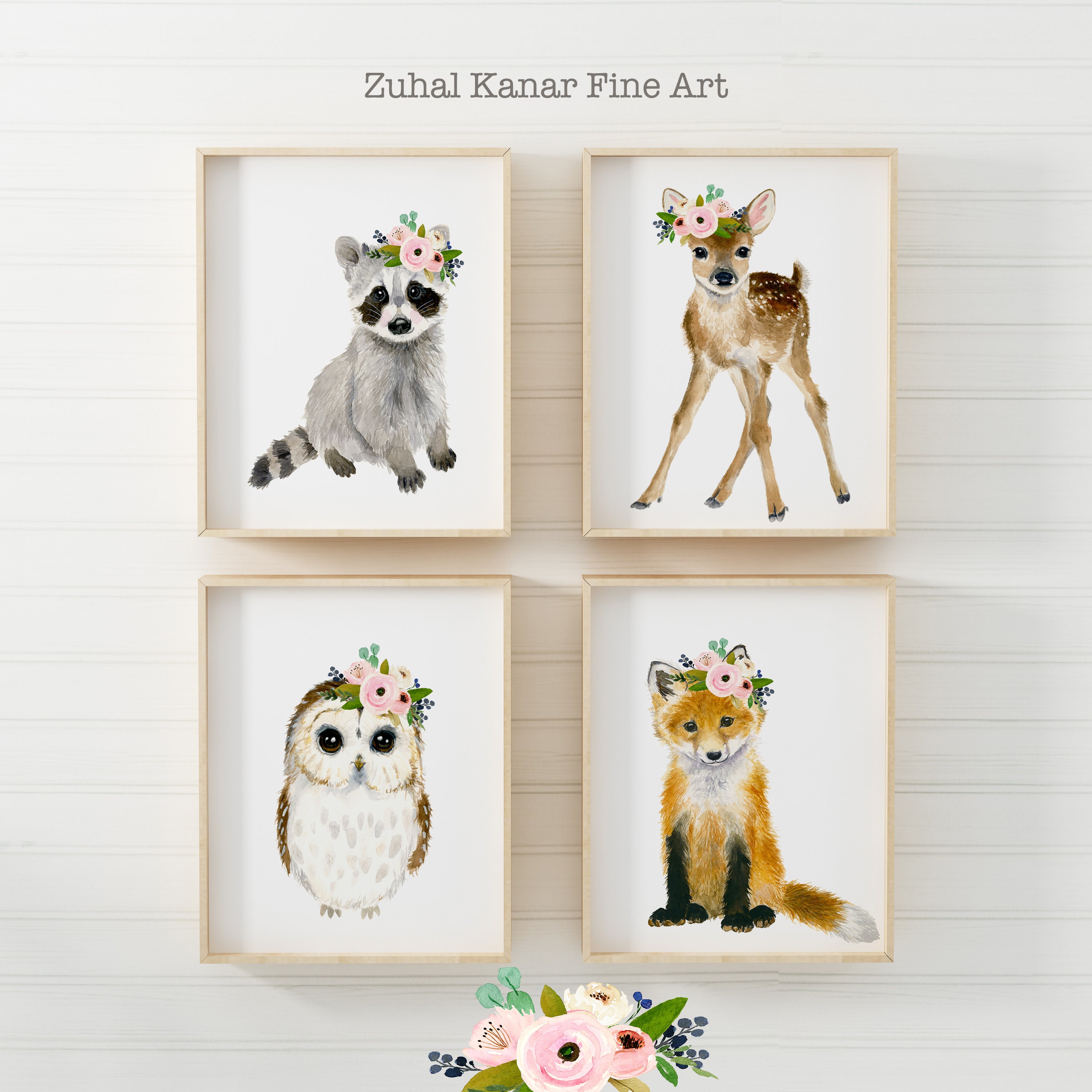 Stampe artistiche per camerette dei bambini ambientate nel bosco, decorazioni per camerette dei bambini ambientate nel bosco, stampe per camerette dei