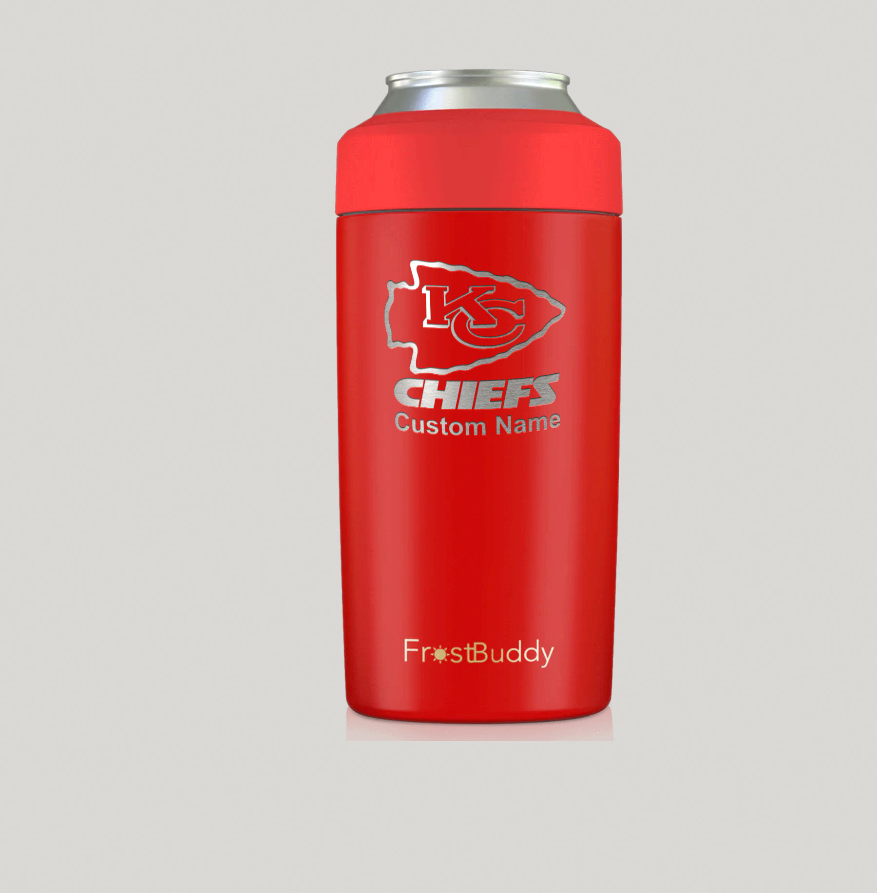 Frost Buddy - Raffreddatore per lattine personalizzato con incisione dei Kansas City Chiefs. Adatto a lattine da 12 once, lattine sottili, bottiglie e