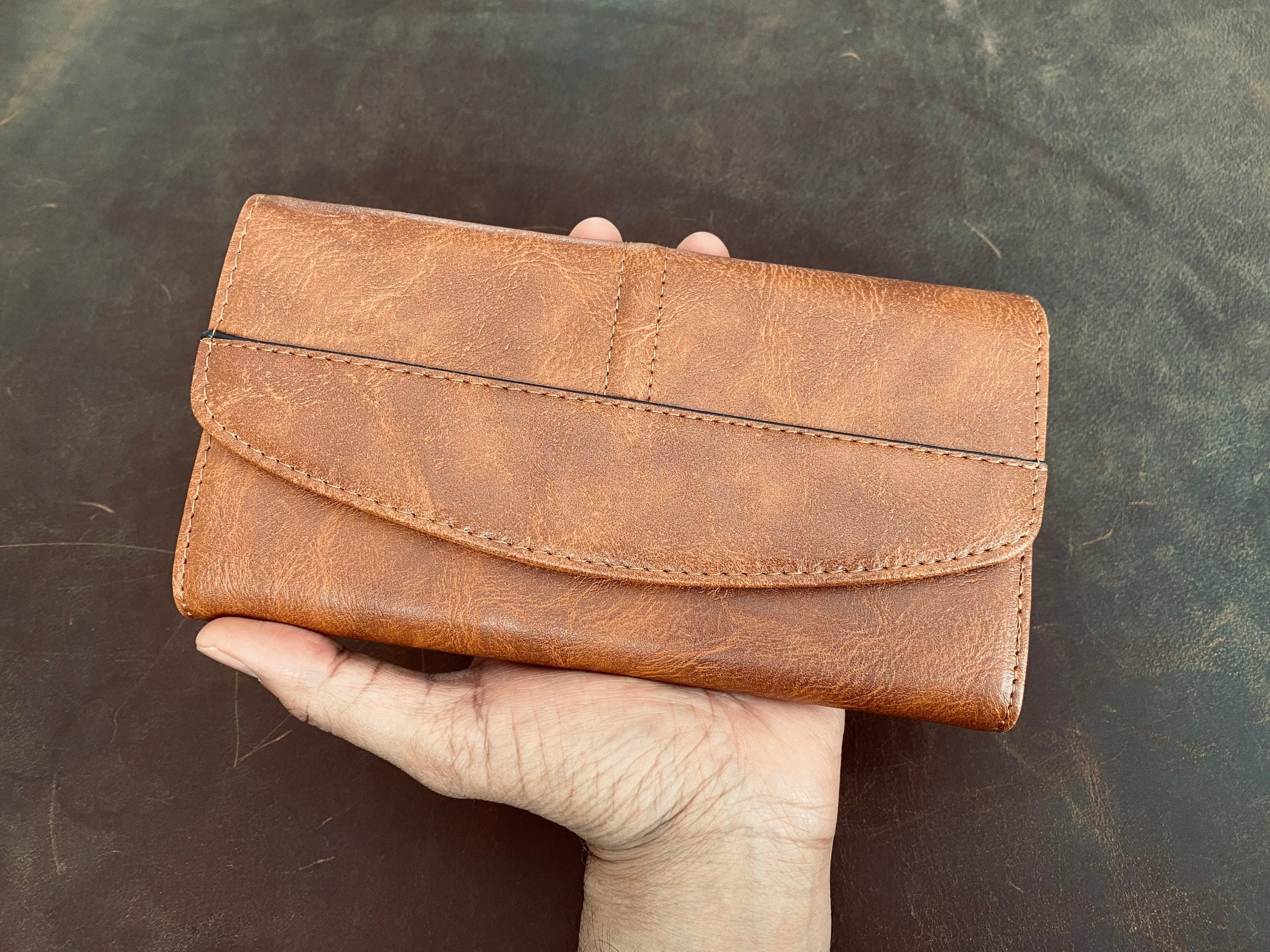 Portafoglio a tre ante, portafoglio a pochette, portafoglio da donna in pelle vegana, pochette personalizzata, porta carte in pelle PU per donna, port