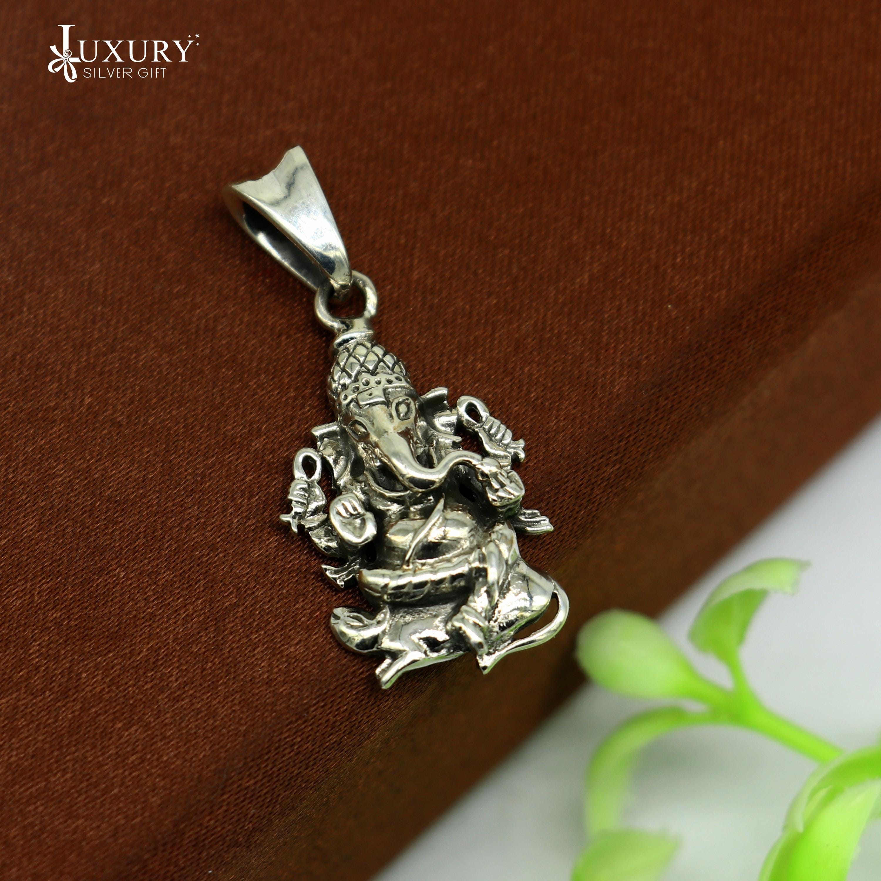 Ciondolo in argento sterling 925 fatto a mano raffigurante il Signore Ganesha, straordinario ed esclusivo, gioiello unisex da regalare, ssp554