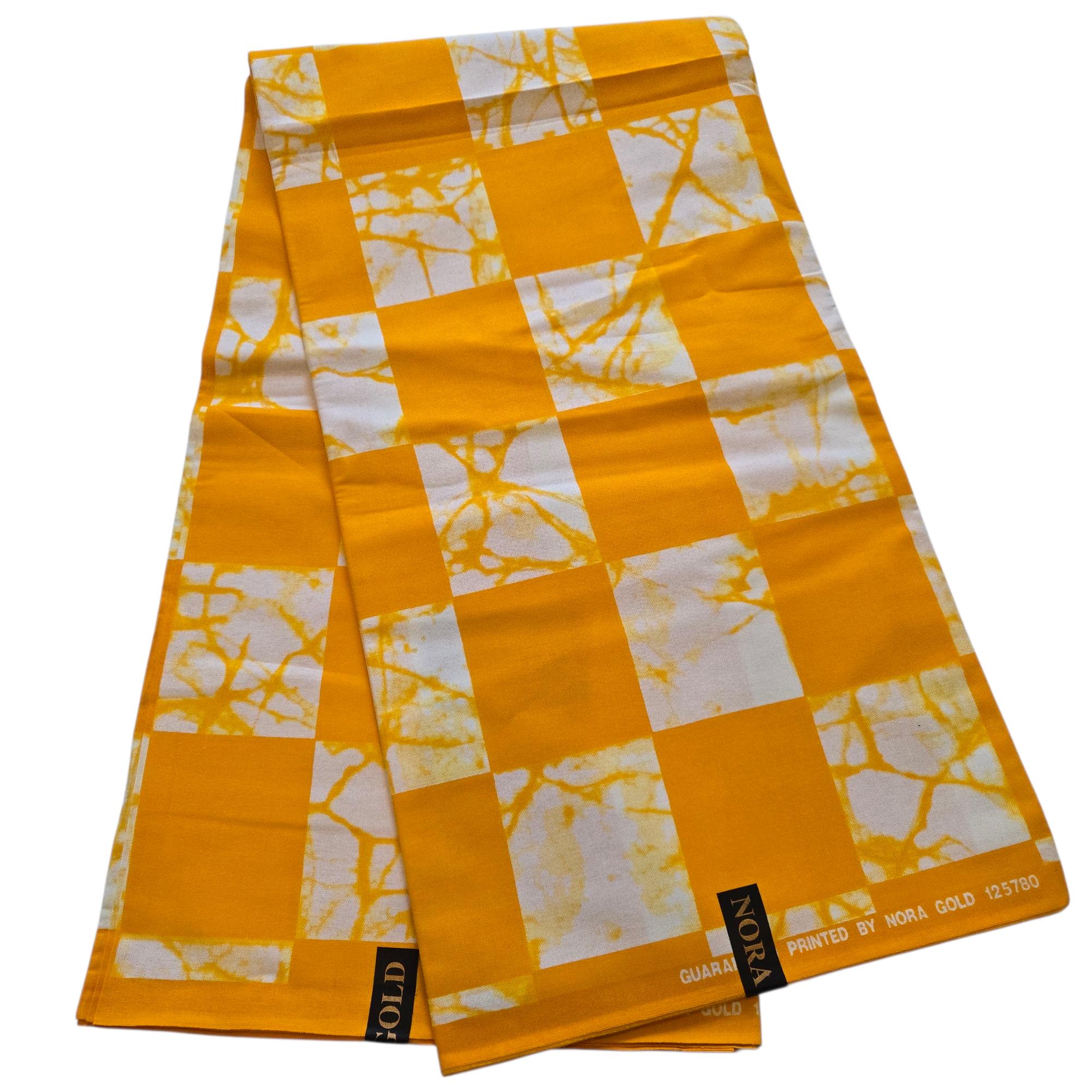 Tessuto Ankara tie-dye giallo e bianco, tessuto stampato africano, tessuto africano tagliato su misura, tessuto Ankara, stampa a cera, tessuto Ankara