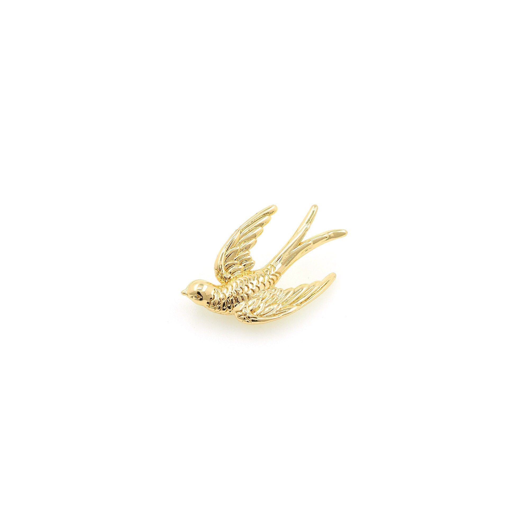 Ciondolo rondine d'oro riempito d'oro 18 carati, ciondolo per uccelli, ciondolo per uccelli volanti, ciondolo per rondine d'oro, ciondolo per animali,