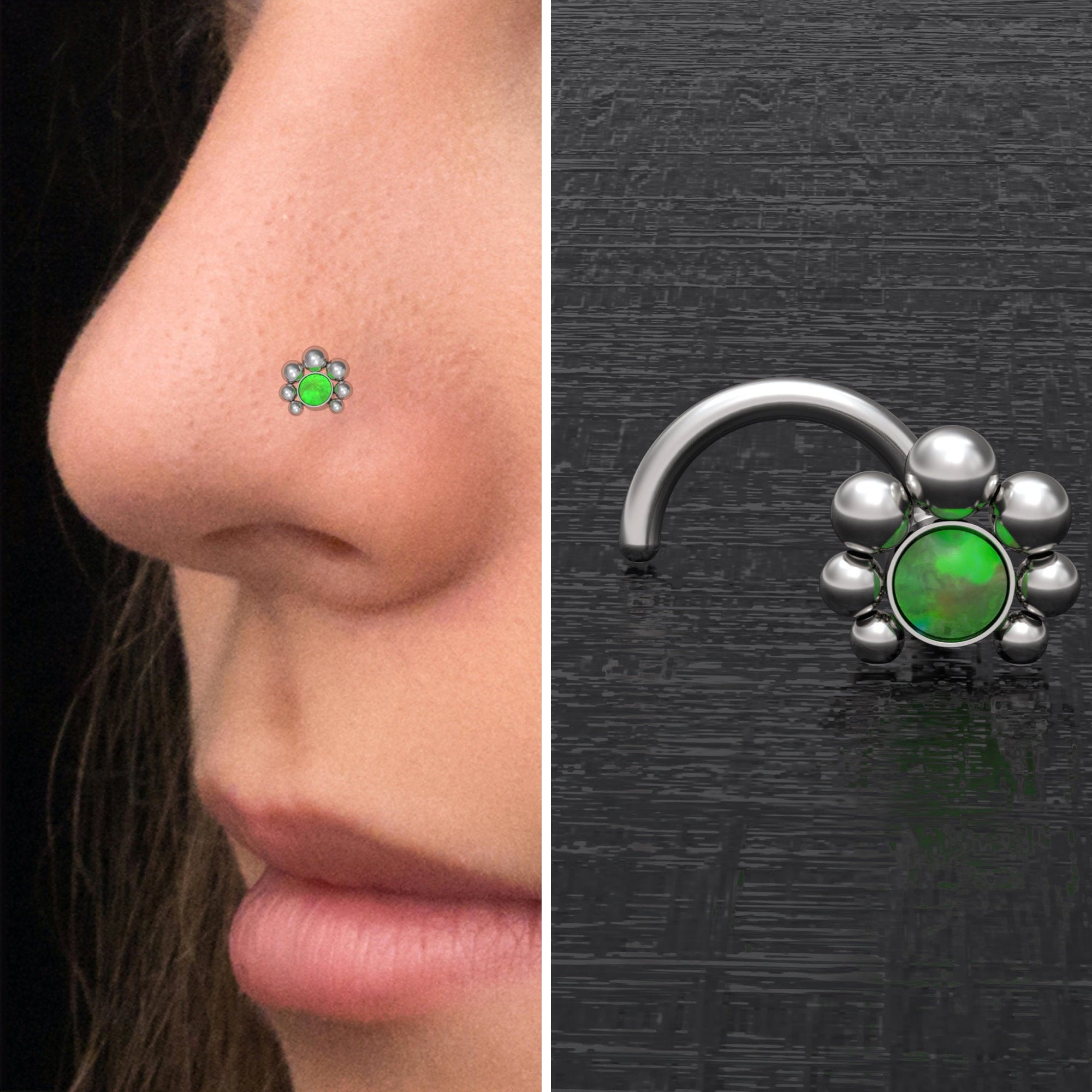 Vite per piercing al naso in opale, vite per piercing al naso in acciaio chirurgico, osso del naso, anello al naso, perno per il naso, gioielli per le