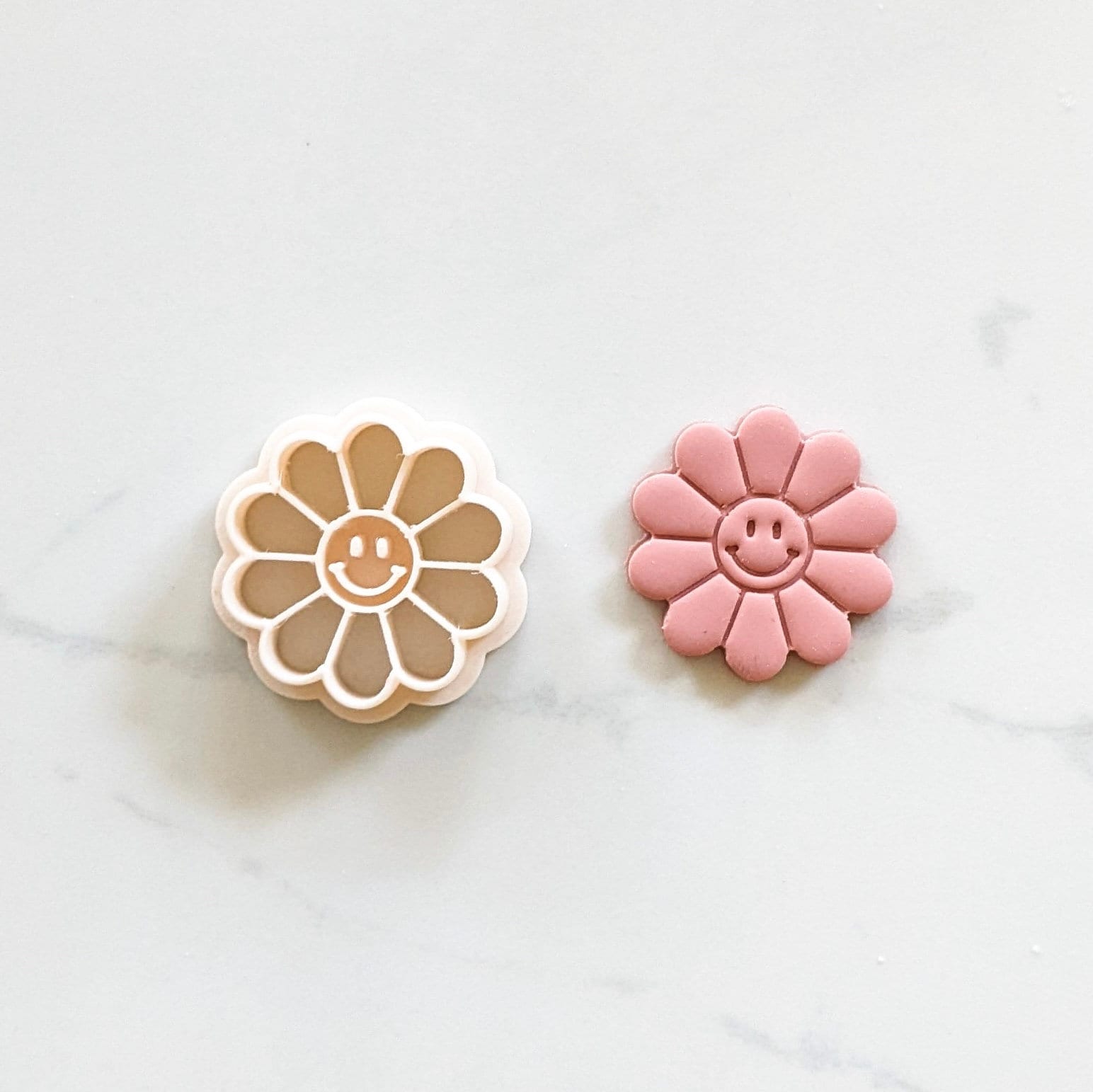 Smiley Face Polymer Clay Cutter / Floral Smiley Face Cutter / Happy Face Clay Cutter / Smiley Clay Cutters / Polymer Clay Earring Cutter
