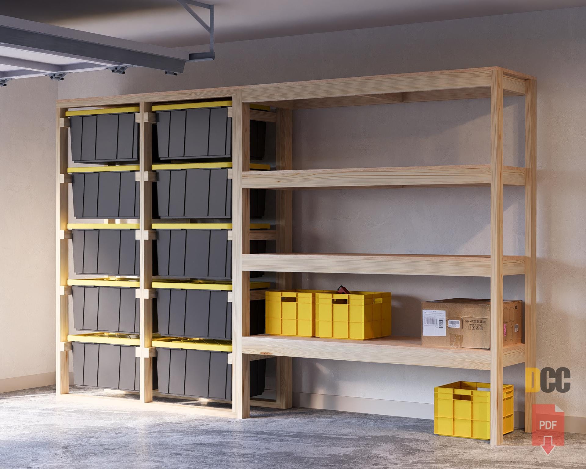 Scaffale portaoggetti con ripiano a 4 livelli PDF / 27 galloni di stoccaggio laterale Scaffali fai da te per garage Scaffale per bidoni fai da te Stoc