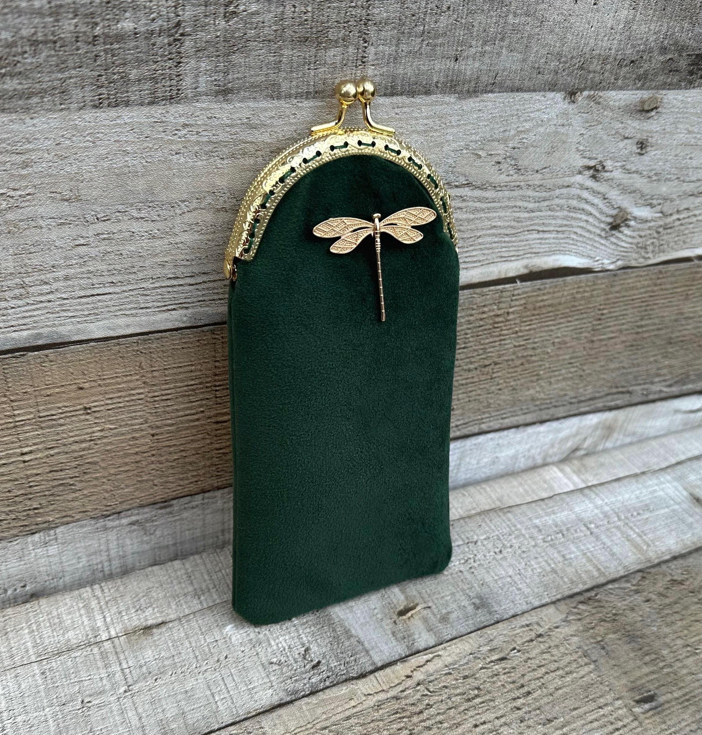 Astuccio per occhiali in velluto verde smeraldo. Astuccio per matite in velluto. Astuccio per occhiali morbido.