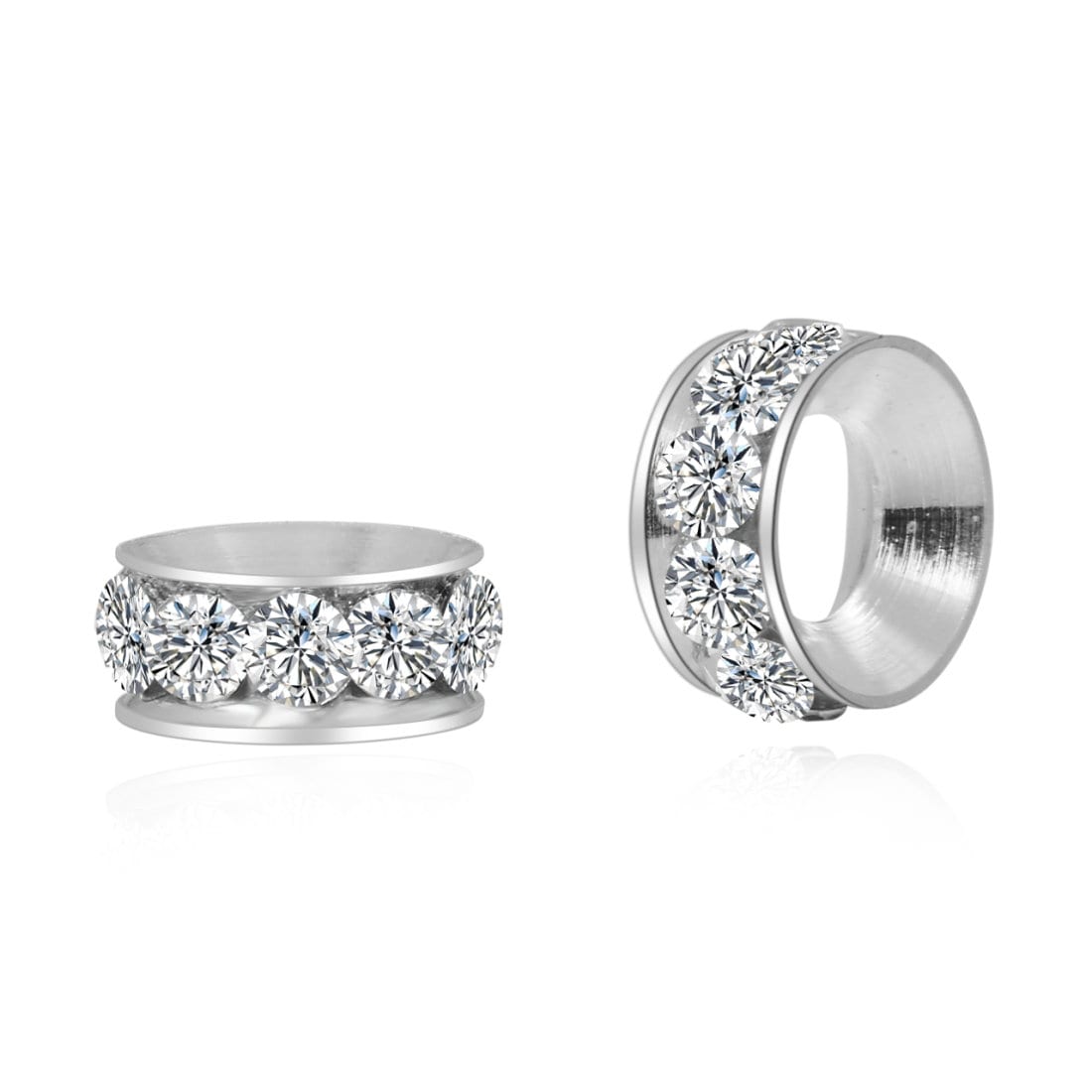 Scegli 50 pezzi/100 pezzi di perline rondelle di strass di cristallo argentati scintillanti di qualità, distanziatori con foro grande da 8 mm, 10 mm e