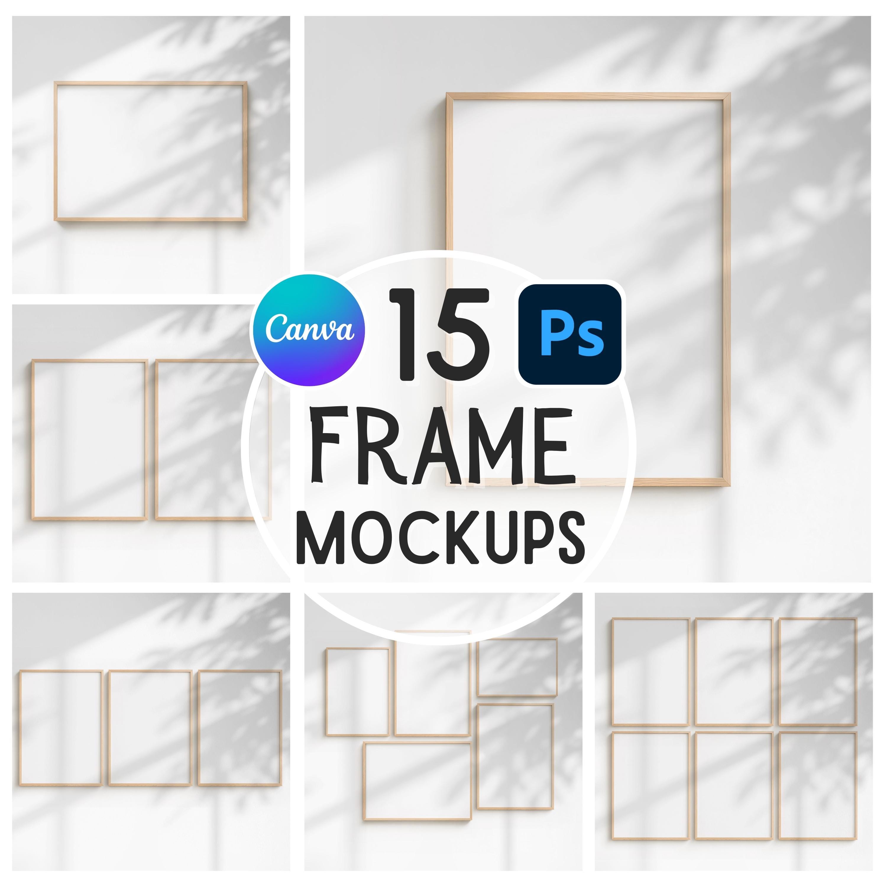 Pacchetto di 15 mockup di cornici, mockup di cornici DIN A, mockup di cornici PSD, mockup di cornici Canva, mockup di cornici minimaliste, mockup di c