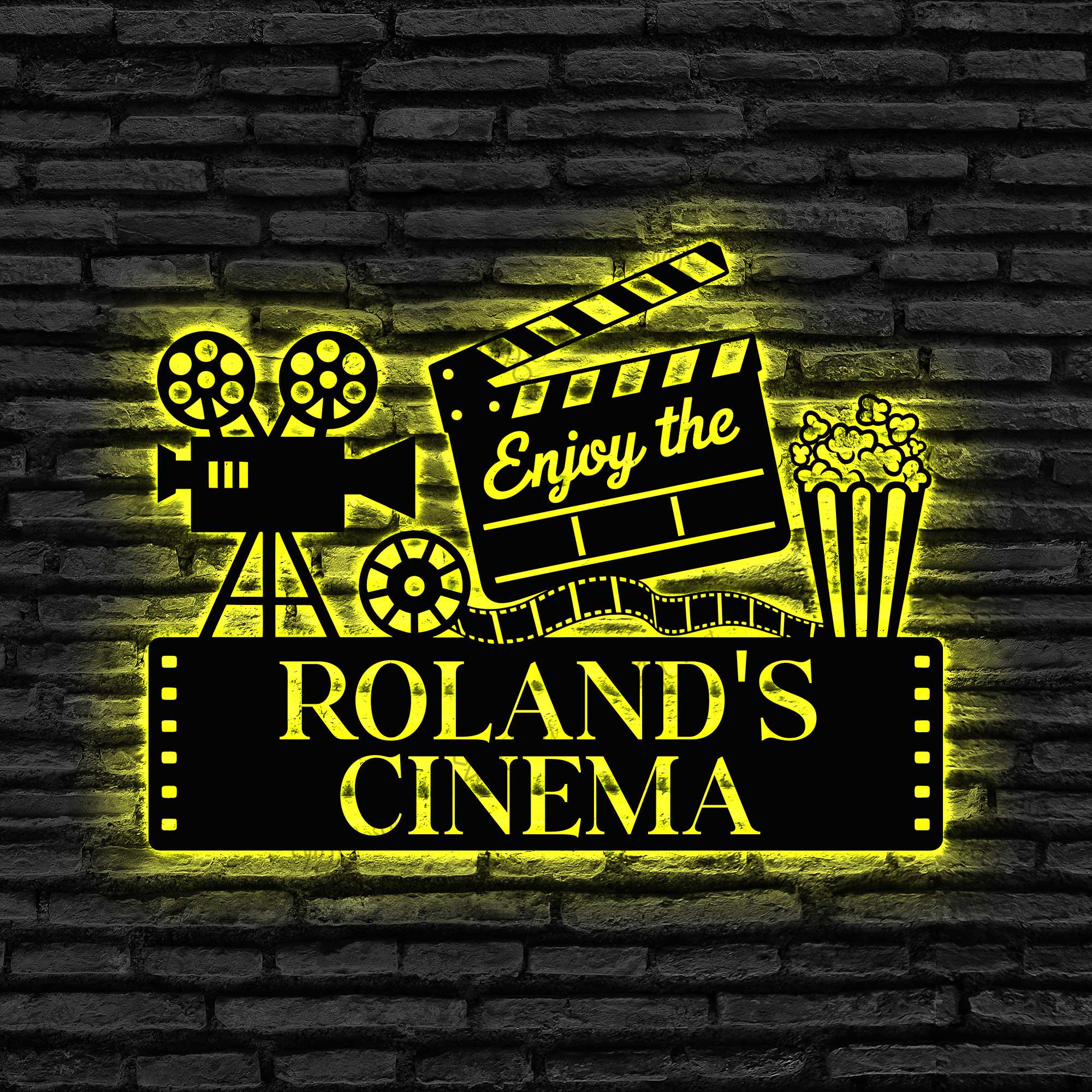 Insegna LED cinema personalizzata, insegna LED personalizzata per home theater, insegna per home theater, decorazioni per sale cinema, decorazioni da