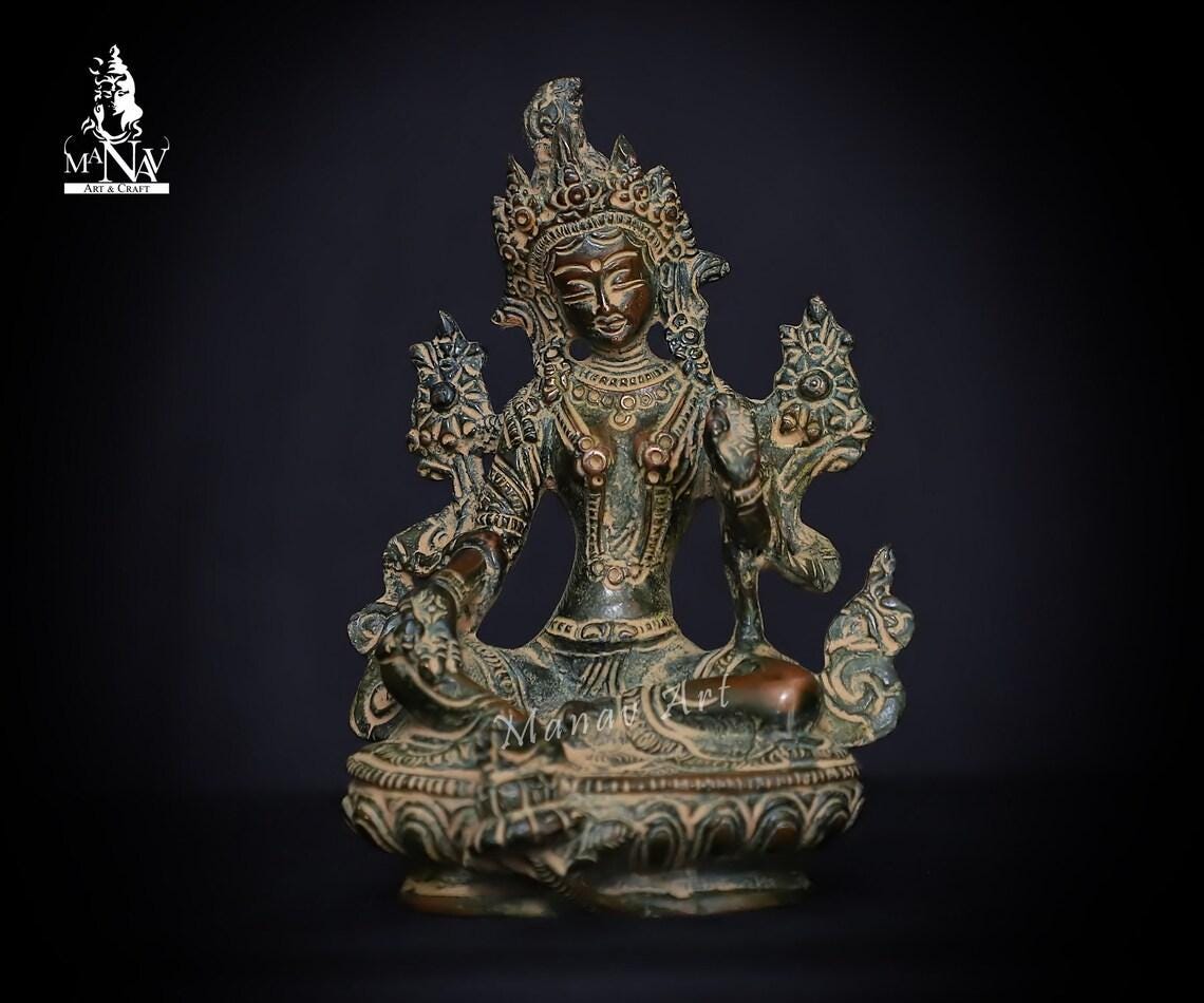 Statua di Tara in ottone, statua di Tara da 15 CM, statua di Tara devi, meditazione compassione femminile buddha divinità, meditazione regalo - idolo
