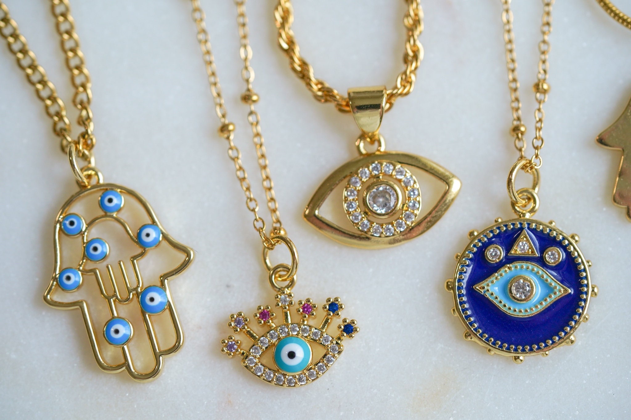 Collana con occhio malvagio, ciondolo con occhio malvagio, ciondolo con occhio malvagio, collana con occhio malvagio riempita d'oro, delicata collana