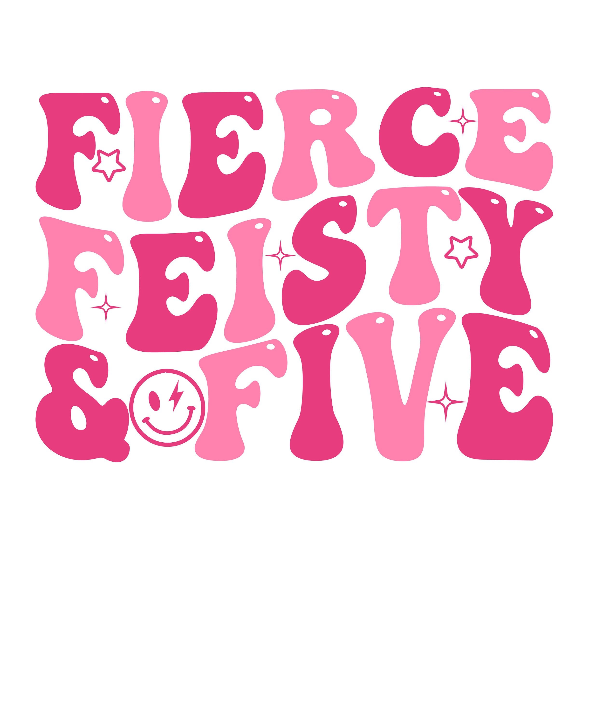 Fierce Feisty e 5 carini 5o compleanno Svg Png, Fierce Feisty & Five Svg, 5 anni di compleanno Png, 5o compleanno rosa