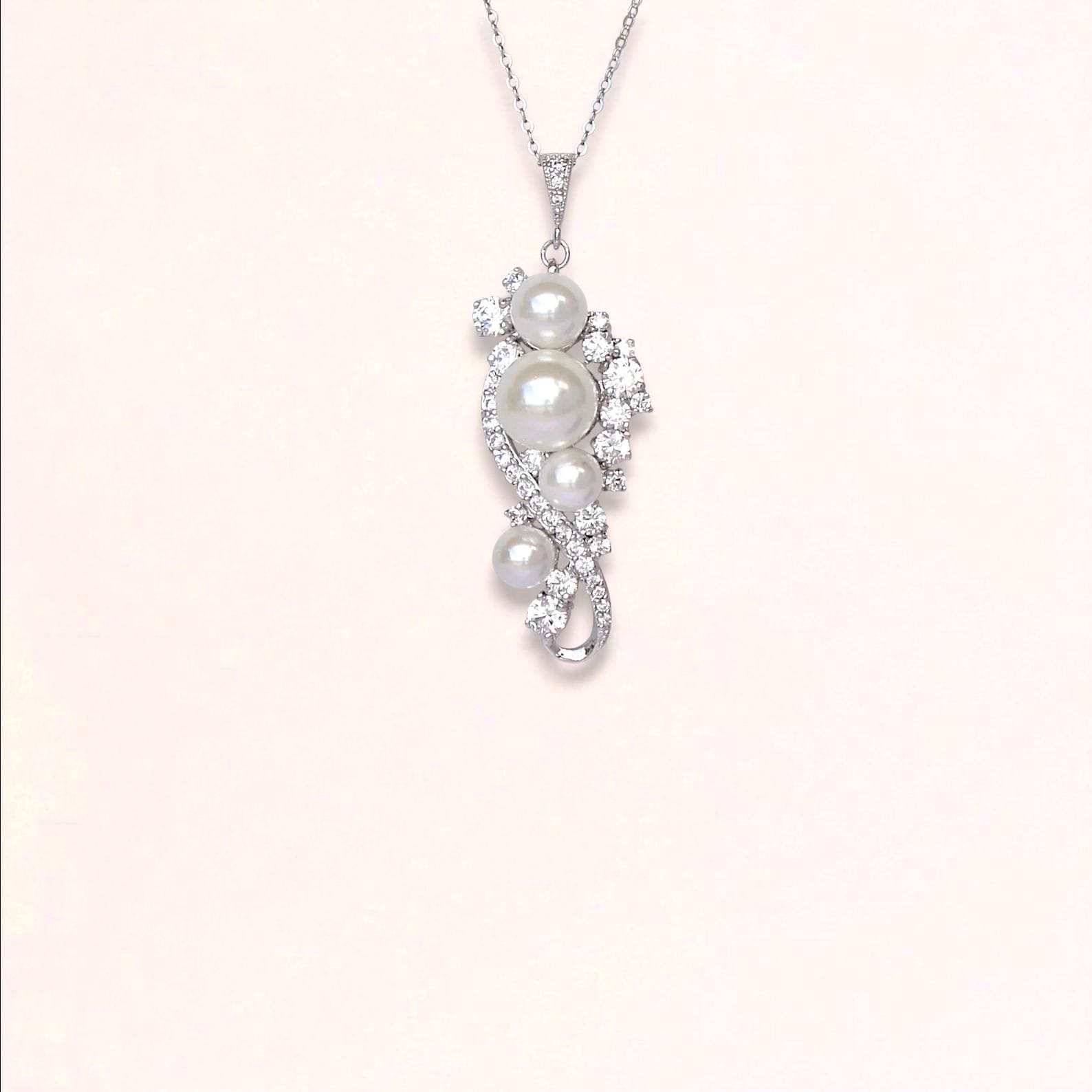 Collana da sposa con perle e cristalli, gioielli da sposa, gioielli da sposa, collana, collana con ciondolo di cristalli e perle, gioielli da sposa, T