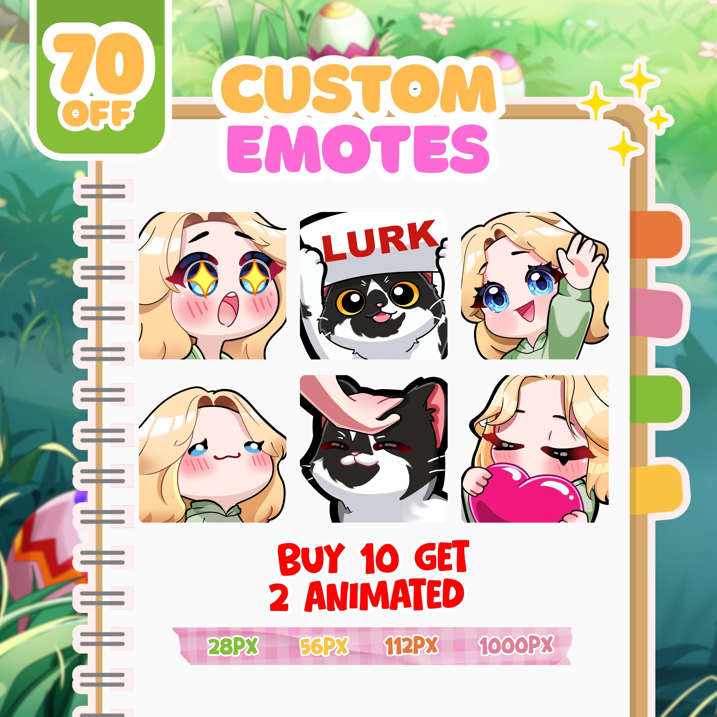 Emote personalizzate per Twitch / Emote animate, Emote, Emote per Twitch, Adesivi emote, Emote di animali, Emote per Twitch, Emote per Discord