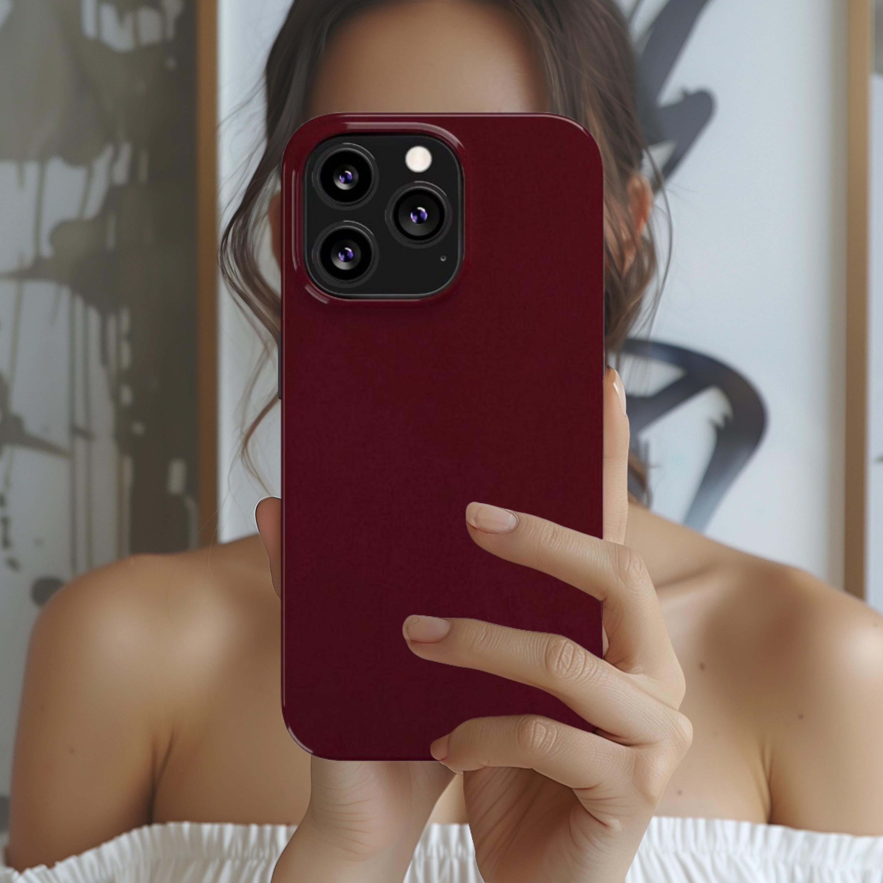 Custodia per telefono bordeaux, custodia per telefono autunnale, custodia per telefono estetica alla moda, custodia per telefono semplice per iPhone 1