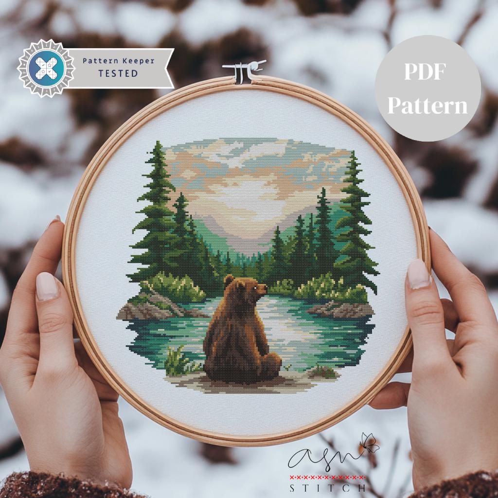 Orso nella foresta Punto Croce, Schema Punto Croce Orso, Punto Croce, Punto Croce, Punto Croce, Kit Punto Croce, Punto Croce, Schema Punto Croce PDF