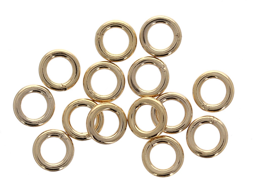 10 pezzi, anelli di congiunzione chiusi riempiti d'oro calibro 18 da 5 mm, solidi, chiusi, riempiti d'oro 14 carati, anelli a O, per rifinire o fissar
