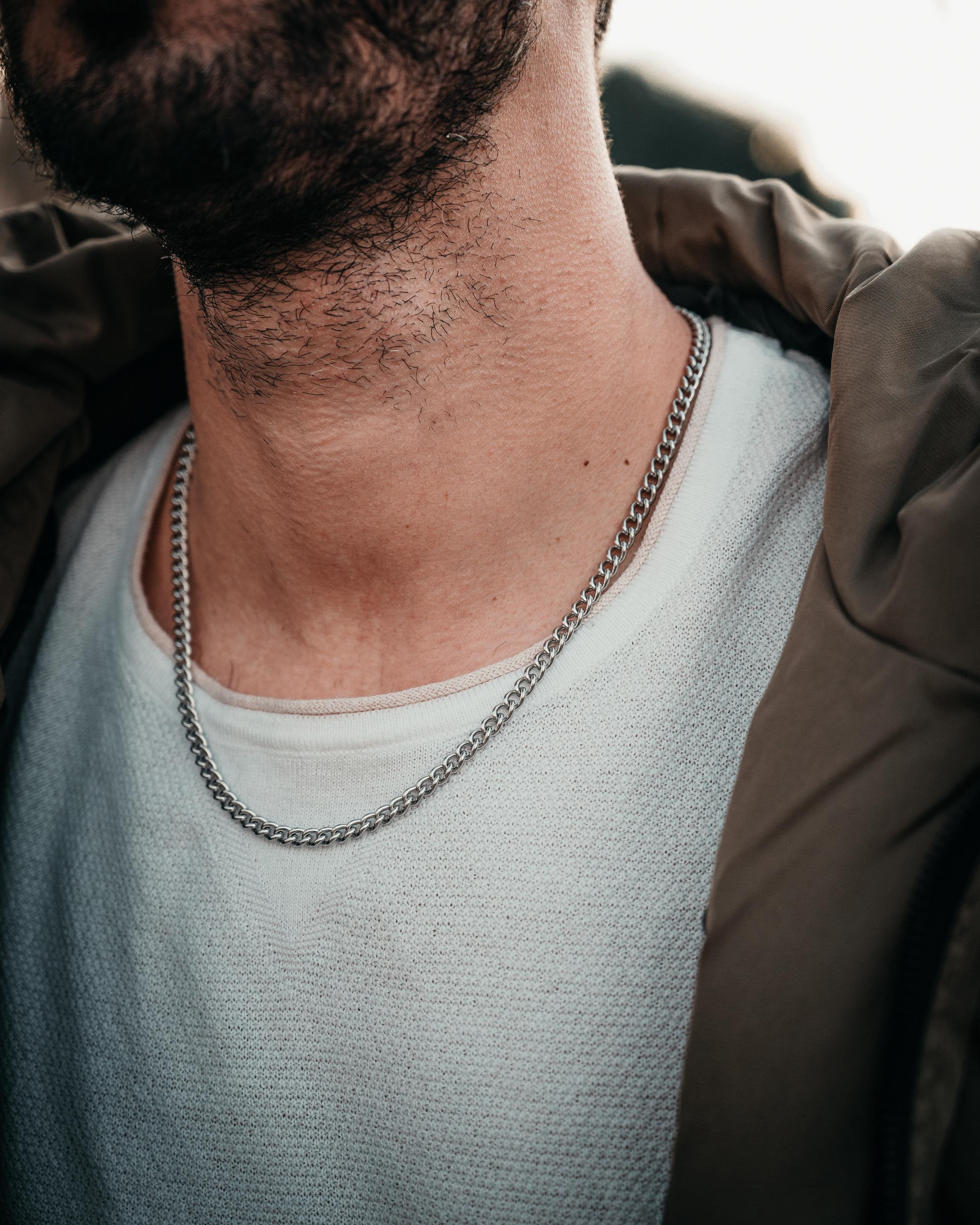 Catena a maglie Connell in argento - Collana con catena in argento da 5 mm per uomo - Catena in argento da uomo - Collana in acciaio inossidabile da u