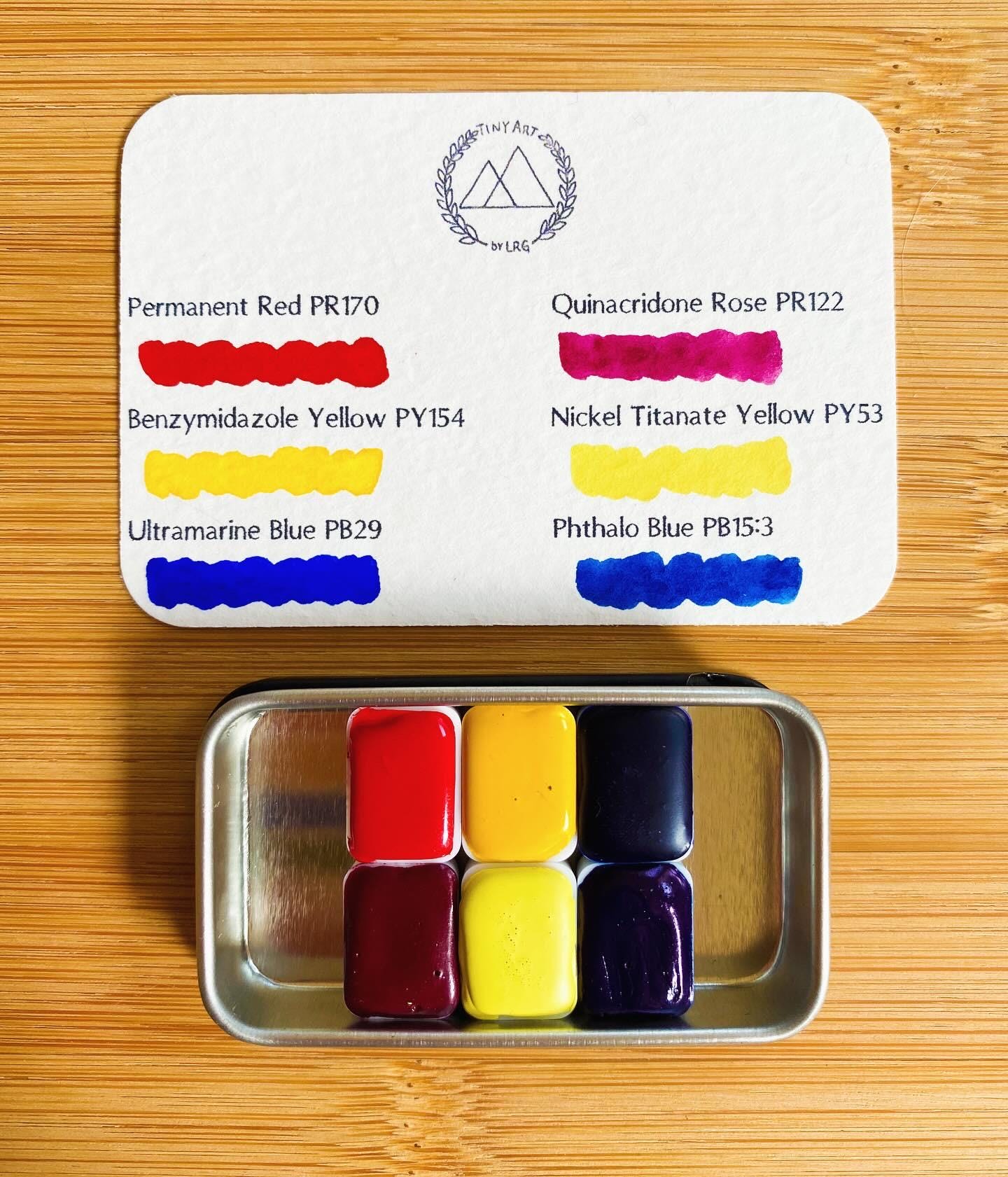 Set di acquerelli Tiny Primary Sketcher fatto a mano / Acquerelli fatti a mano / Piccola tavolozza di acquerelli / Tavolozza minuscola / Tavolozza di