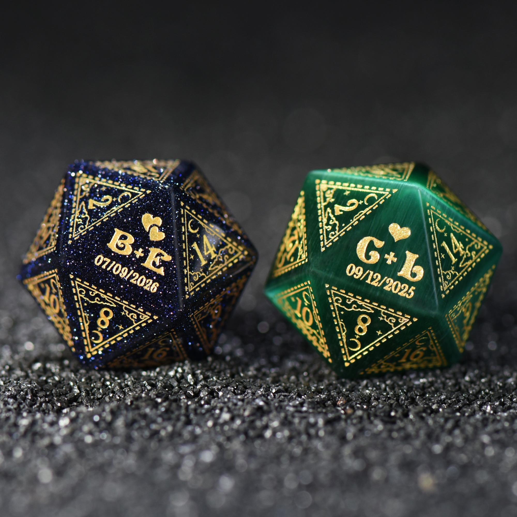 Dadi personalizzati per matrimonio / Dadi personalizzati D20 / Dungeons & Dragons / Dadi DND / Dadi di pietra / Dadi neri / Dadi dello sposo / Dadi de