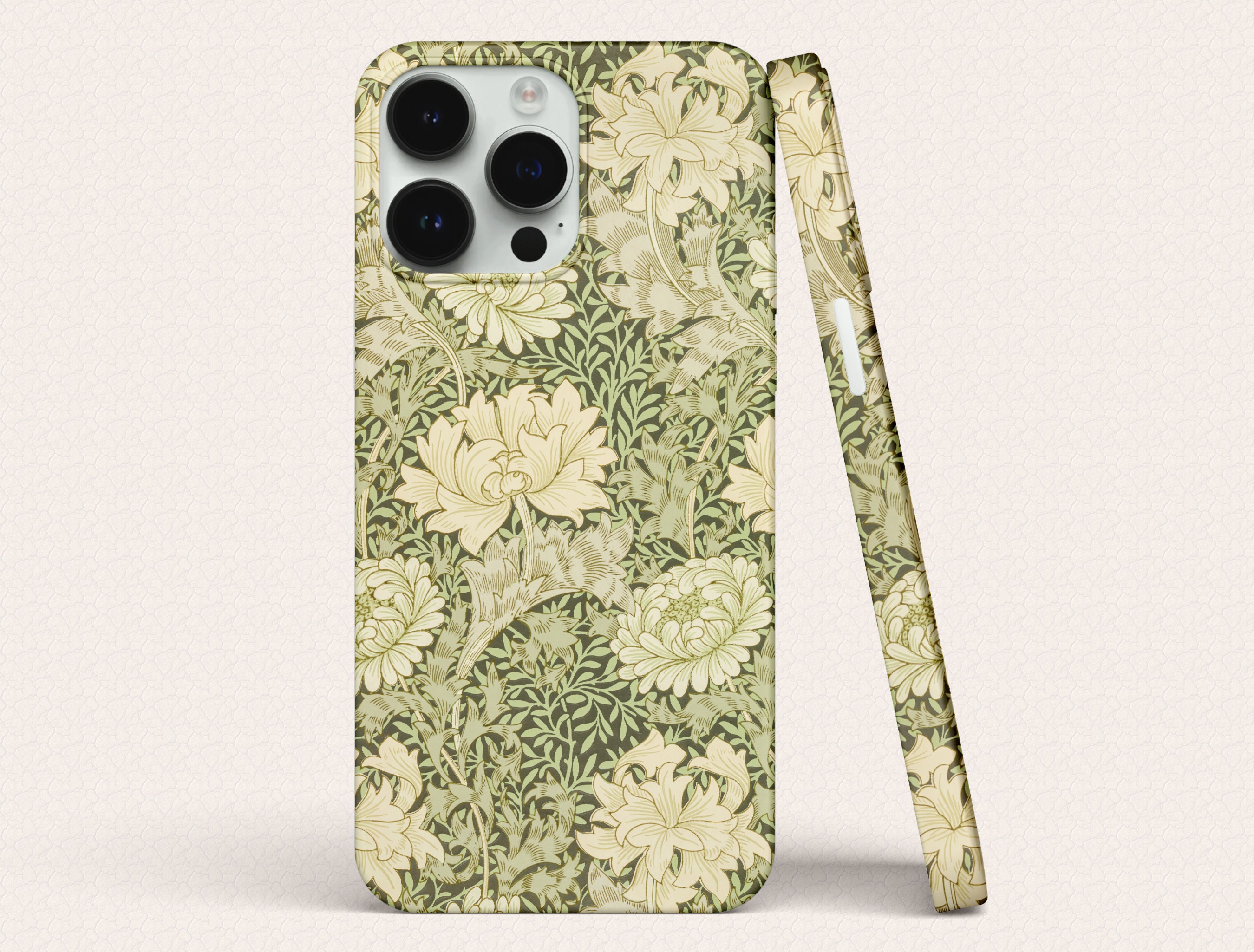 Custodia per iPhone con motivo crisantemo di William Morris, custodia a scatto per iPhone, custodia resistente per iPhone, modelli iPhone 8, X, 11, 12