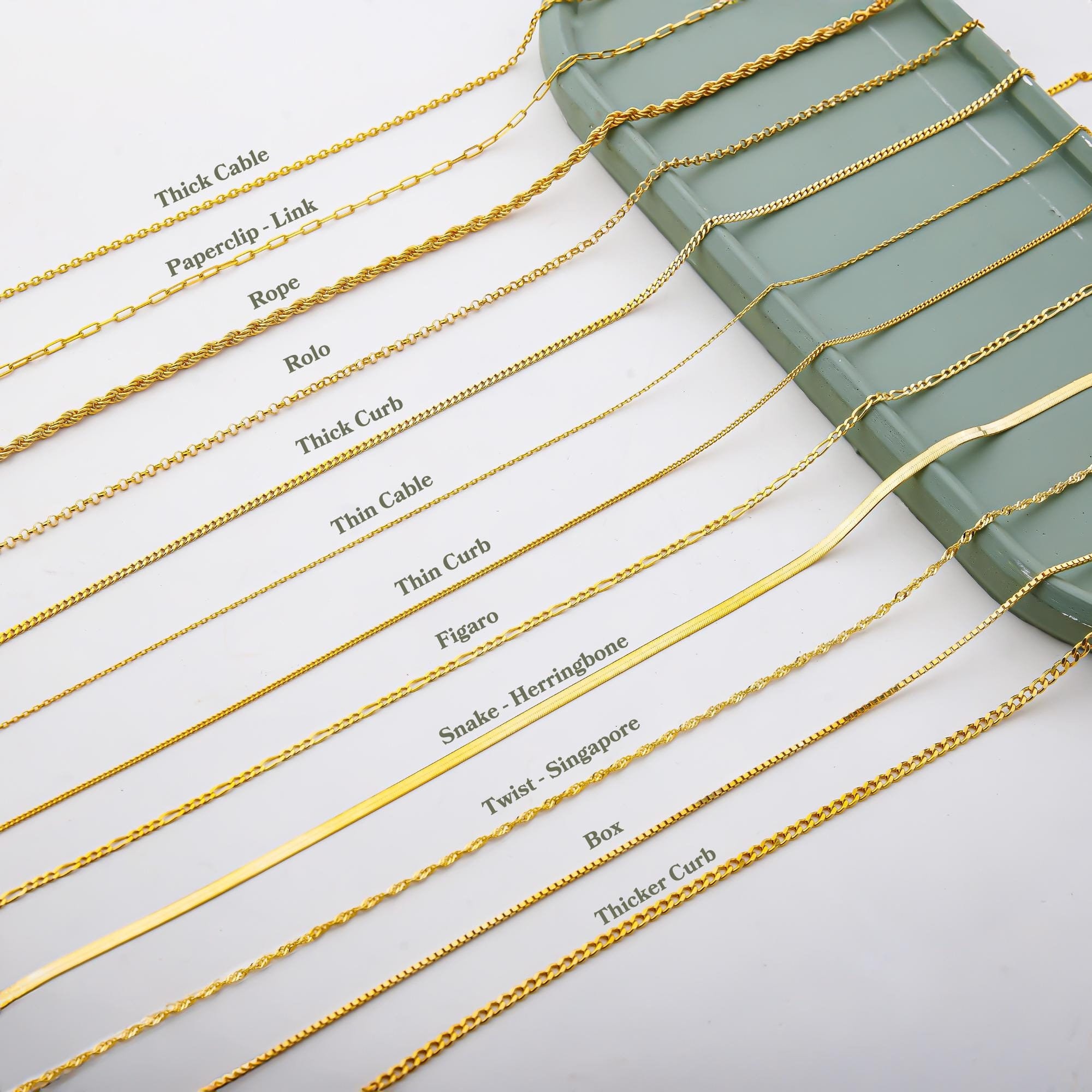 Collana a catena in oro 14k, catena intrecciata, catena a scatola, catena a graffetta, catena a spina di pesce, catena a corda, collana a catena sotti