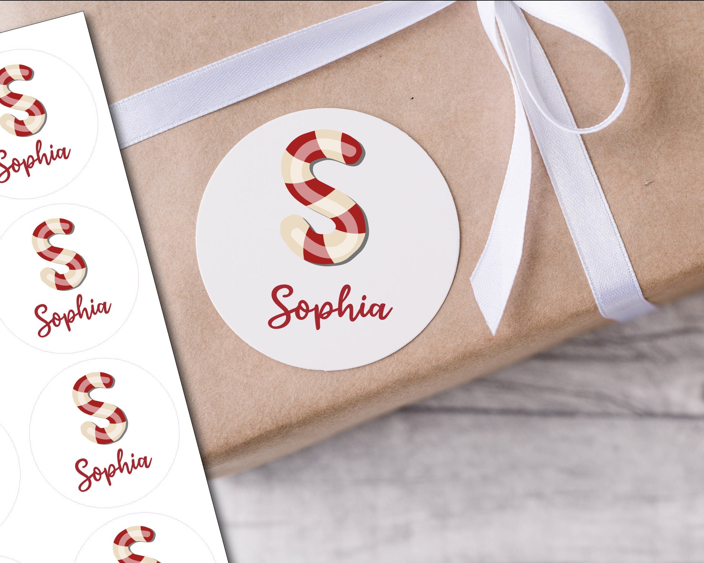 Etichetta adesiva regalo regalo di Natale personalizzata, adesivo con nome di Natale, etichetta con nome di Natale, etichetta regalo iniziale