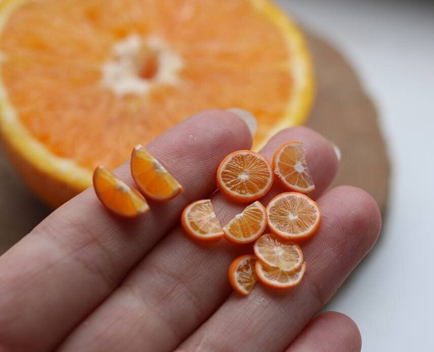 10 fette d'arancia, Cibo per casa delle bambole, Cibo per casa delle bambole, Cibo in miniatura, Cibo per bambole, Frutta e verdura in miniatura, Mini