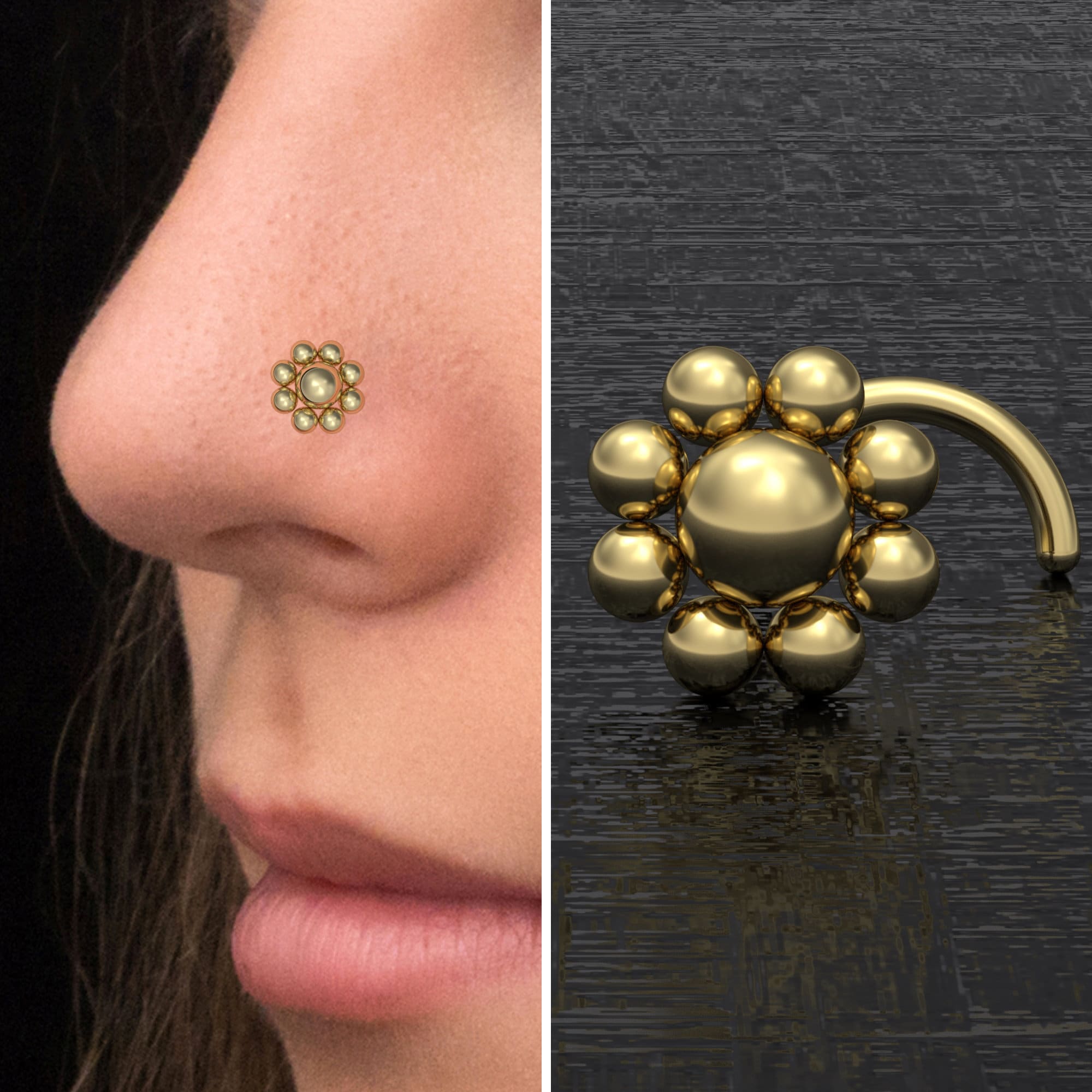 Vite per naso in acciaio chirurgico, anello per naso, osso per naso, orecchino per naso, spillo per naso, gioiello per narice, piercing al naso 22 g 2